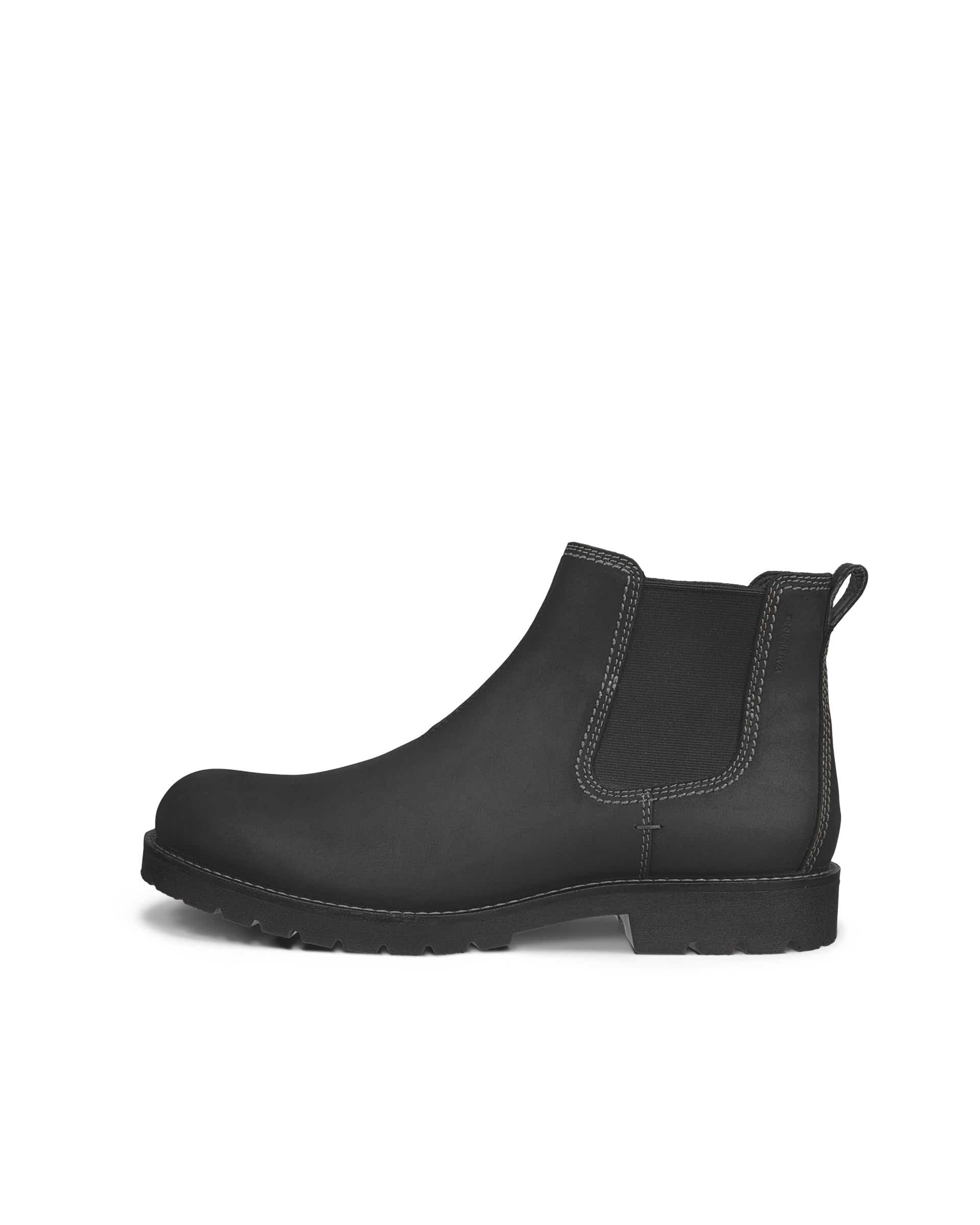 Men's ECCO® CHARLESTOWN Nubuck Chelsea Boot - Black - Outside