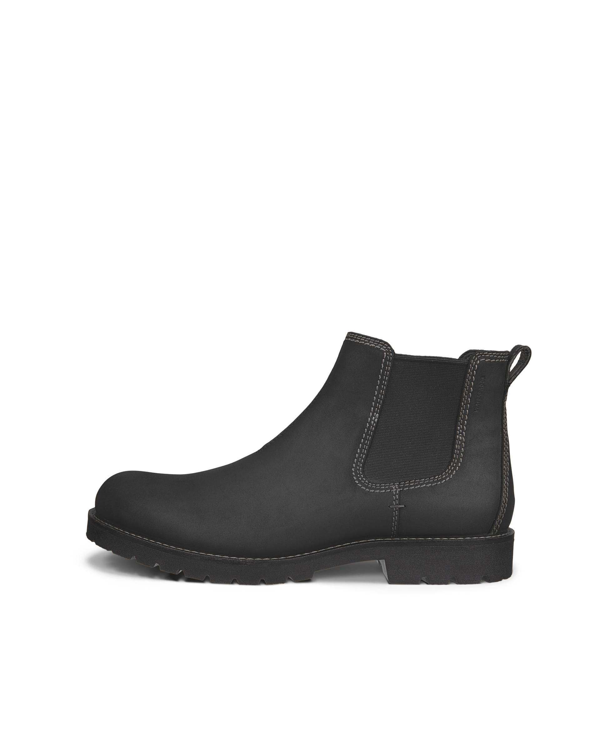 Men's ECCO® CHARLESTOWN Suede Waterproof Chelsea Boot - Black - Outside