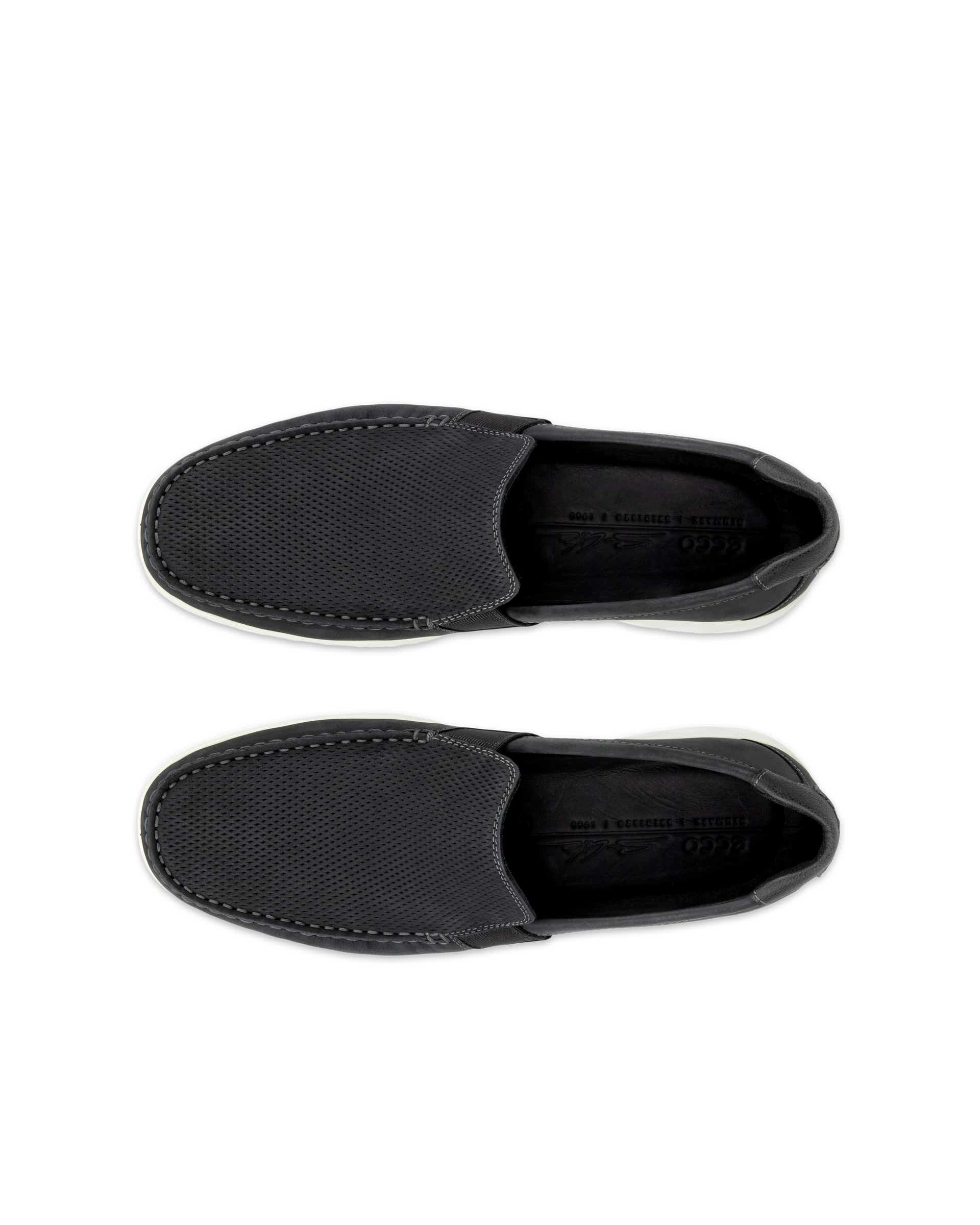 ECCO® S Lite Moc mocassins nubuck pour homme - Noir - Top left pair