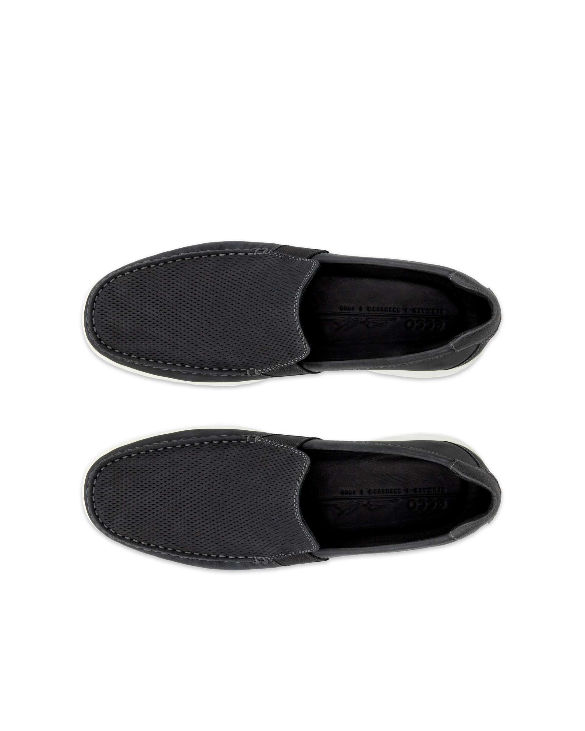 ECCO® S Lite Moc mocassins nubuck pour homme - Noir - Top left pair
