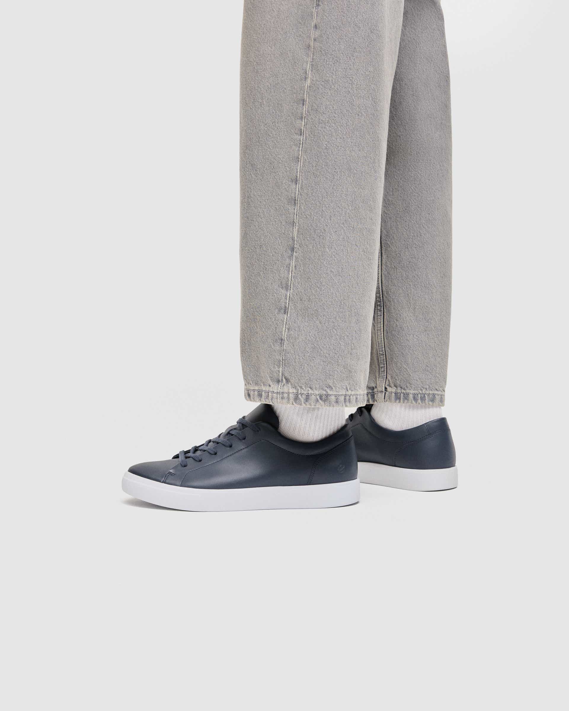 Men's ECCO® SOFT 10 Leather Trainer - Blue - Lifestyle image-1