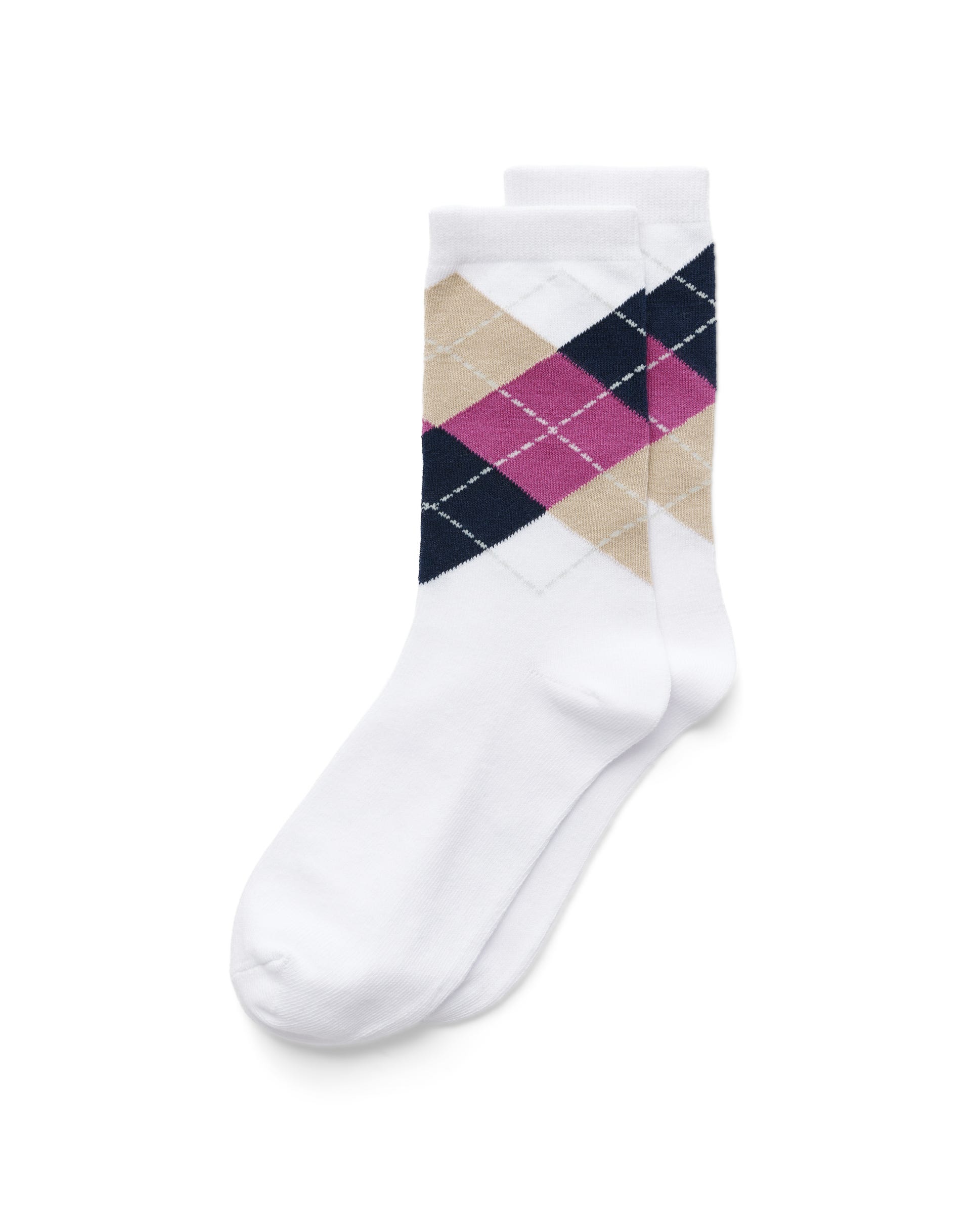 Women's ECCO® Classic Harlequin Mid-Cut Socks - White - Main