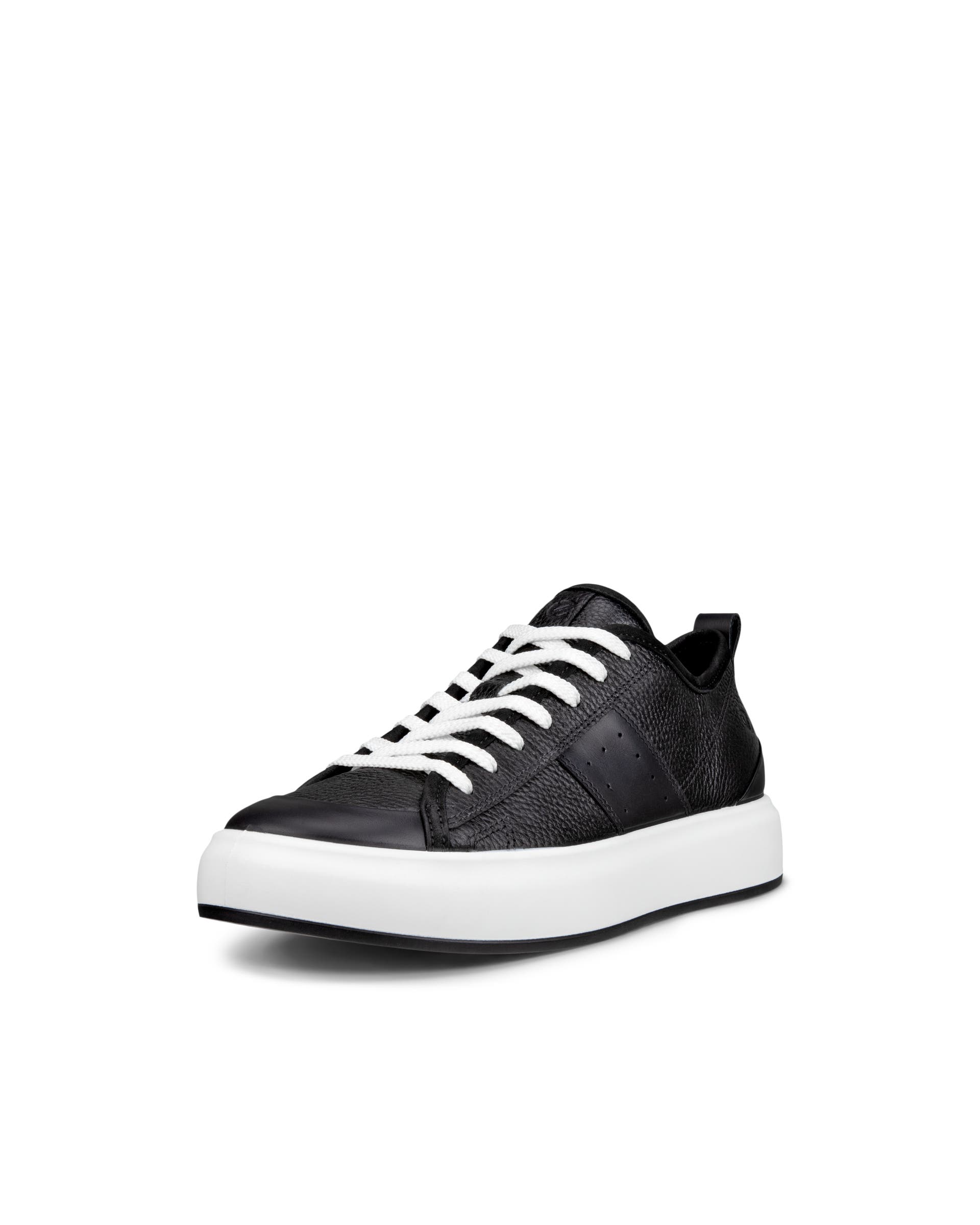 Women's ECCO® Street Ace Leather Sneaker - Black - Main