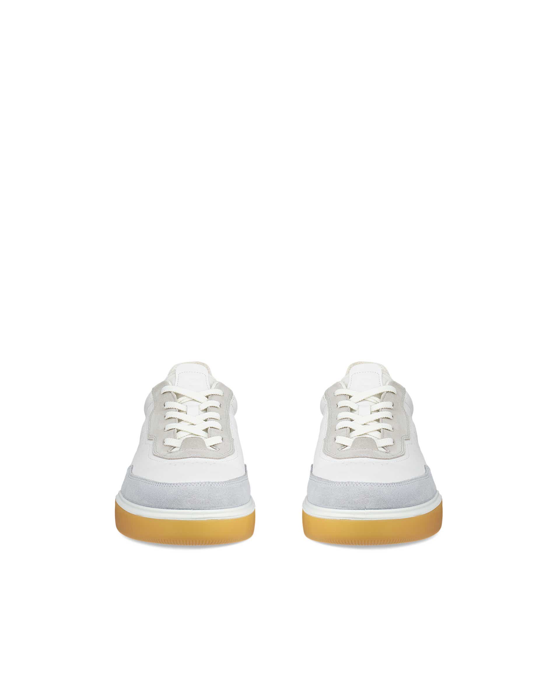 Men's ECCO® STREET COURT Leather Sneaker - White - Front pair