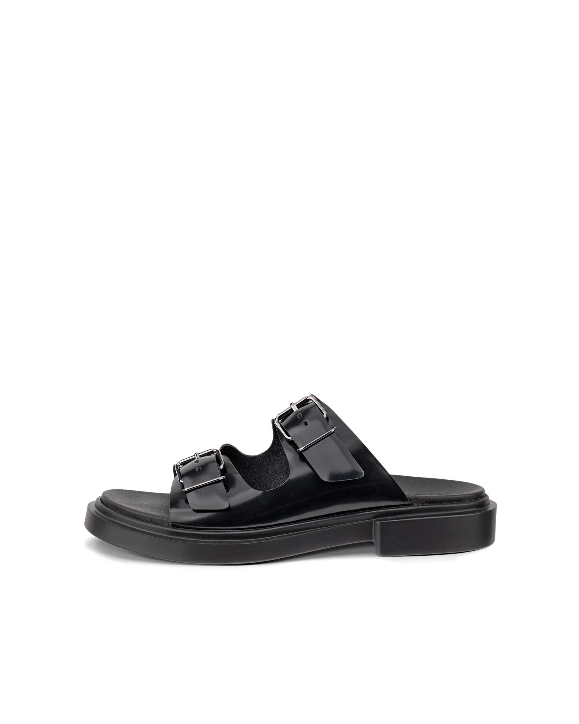 Women's ECCO® Metropole Seoul Patent Leather Two Strap Sandal - Black - Outside