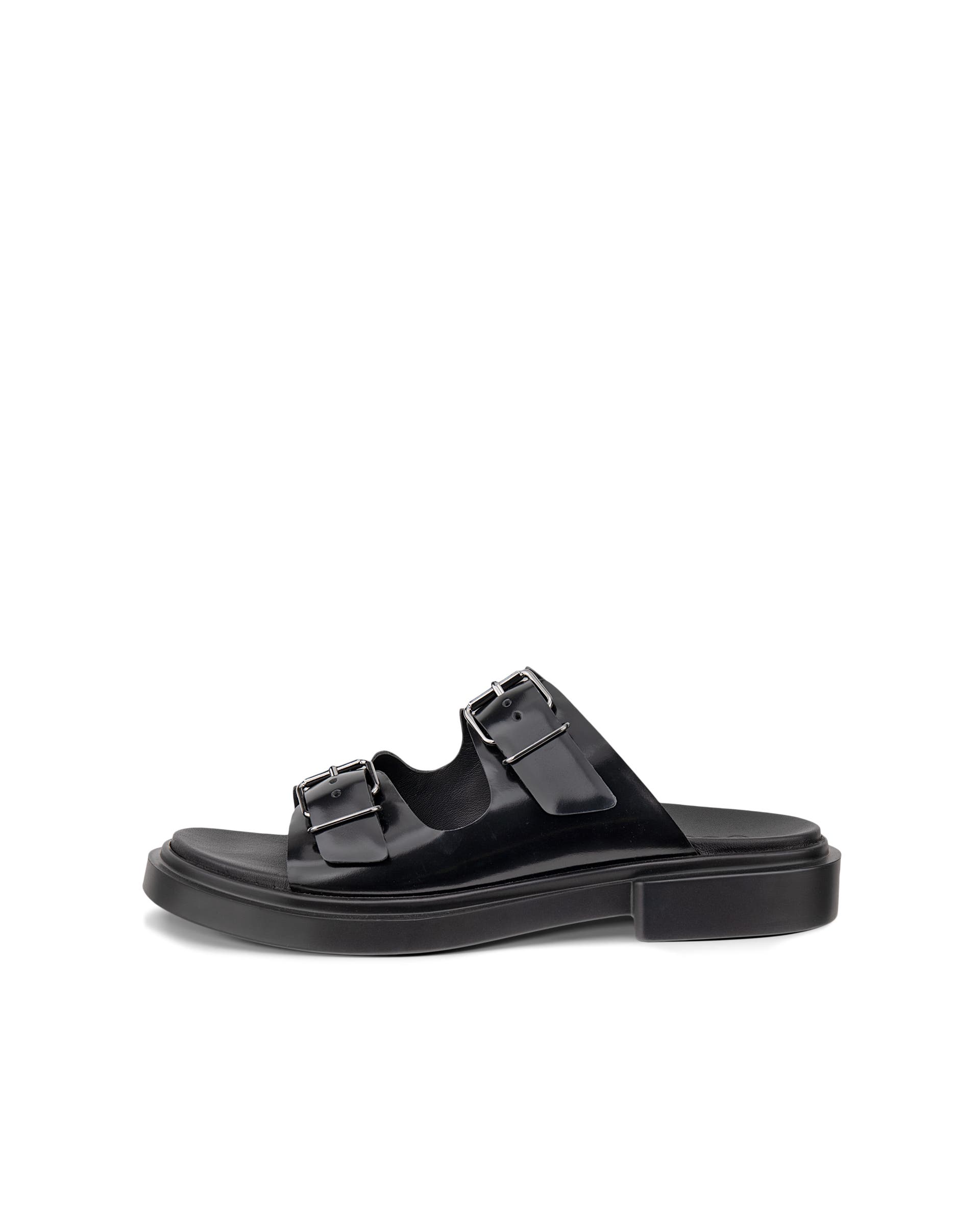 Women's ECCO® Metropole Seoul Patent Leather Two Strap Sandal - Black - Outside