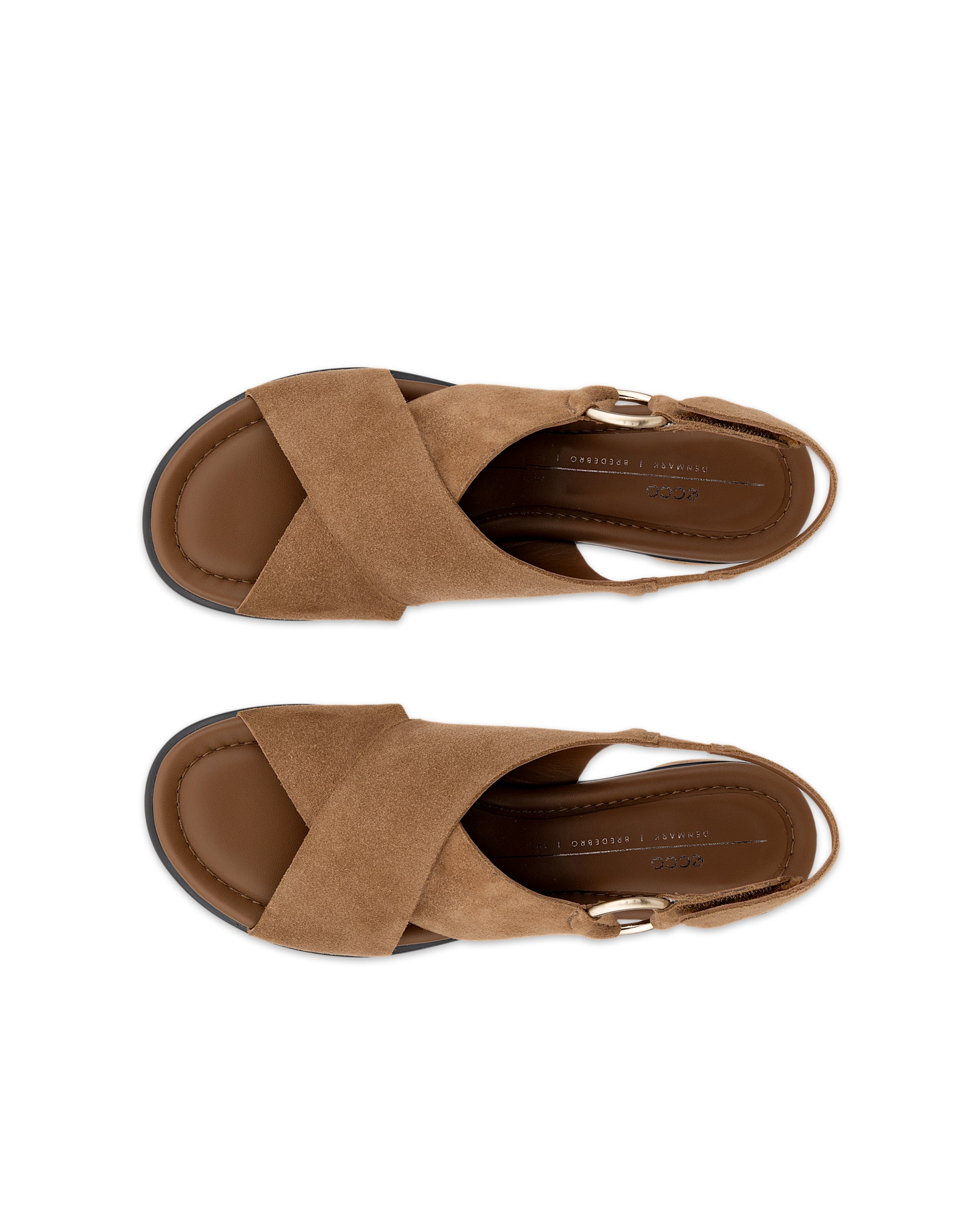 Sandale à talon en suède ECCO® Metropole Seoul pour femme avec bride arrière - Brun - Top left pair