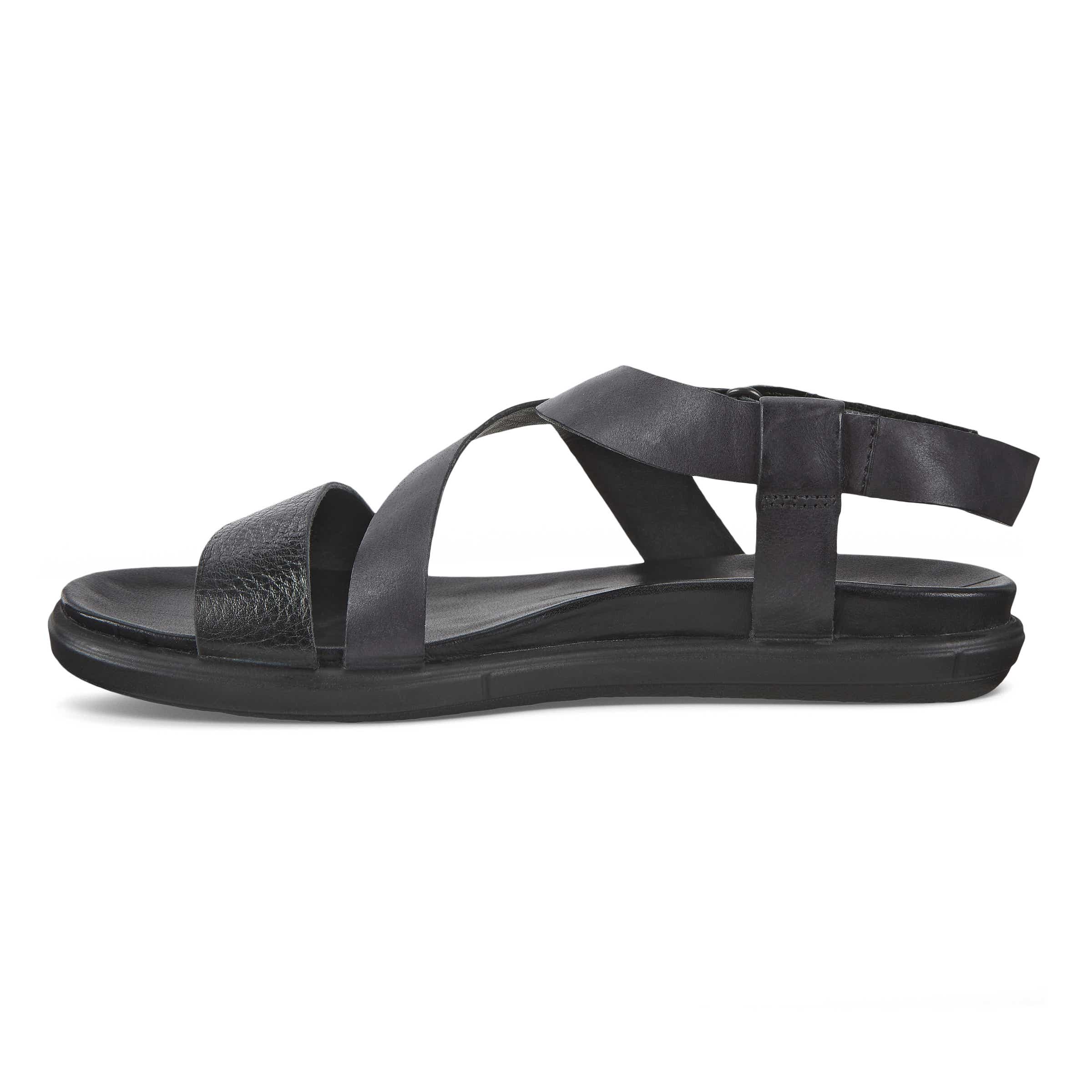 Women's ECCO® Simpil Nubuck Flat Sandal - Black - Inside