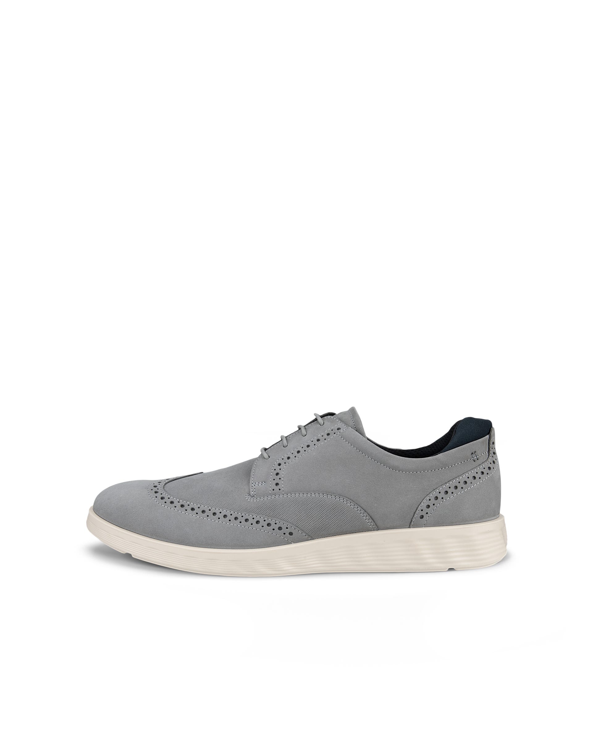 Men's ECCO® S Lite Hybrid Nubuck Brogue Shoe - Gray - Outside