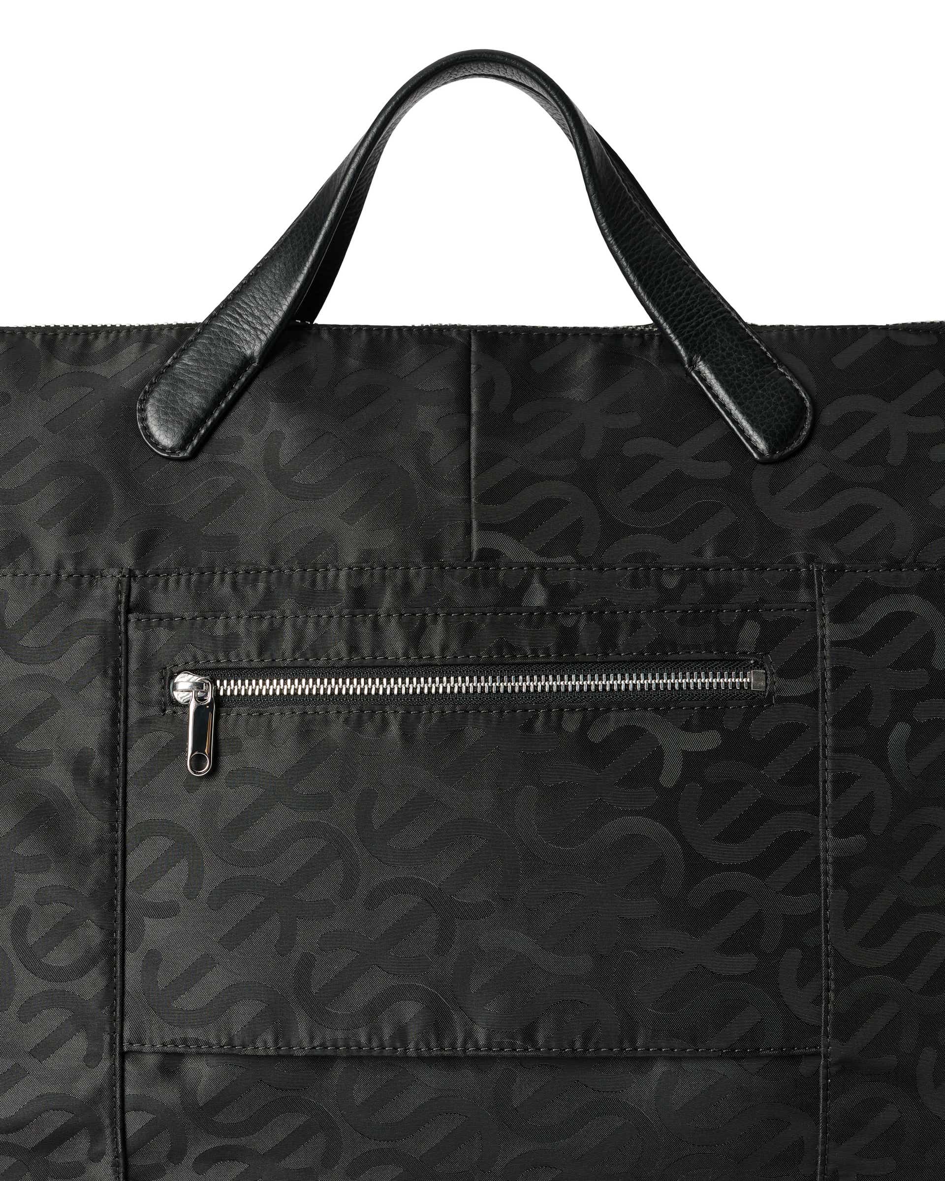ECCO® Weekender Jacquard Wave Leather Tote Bag - Black - Detail-2