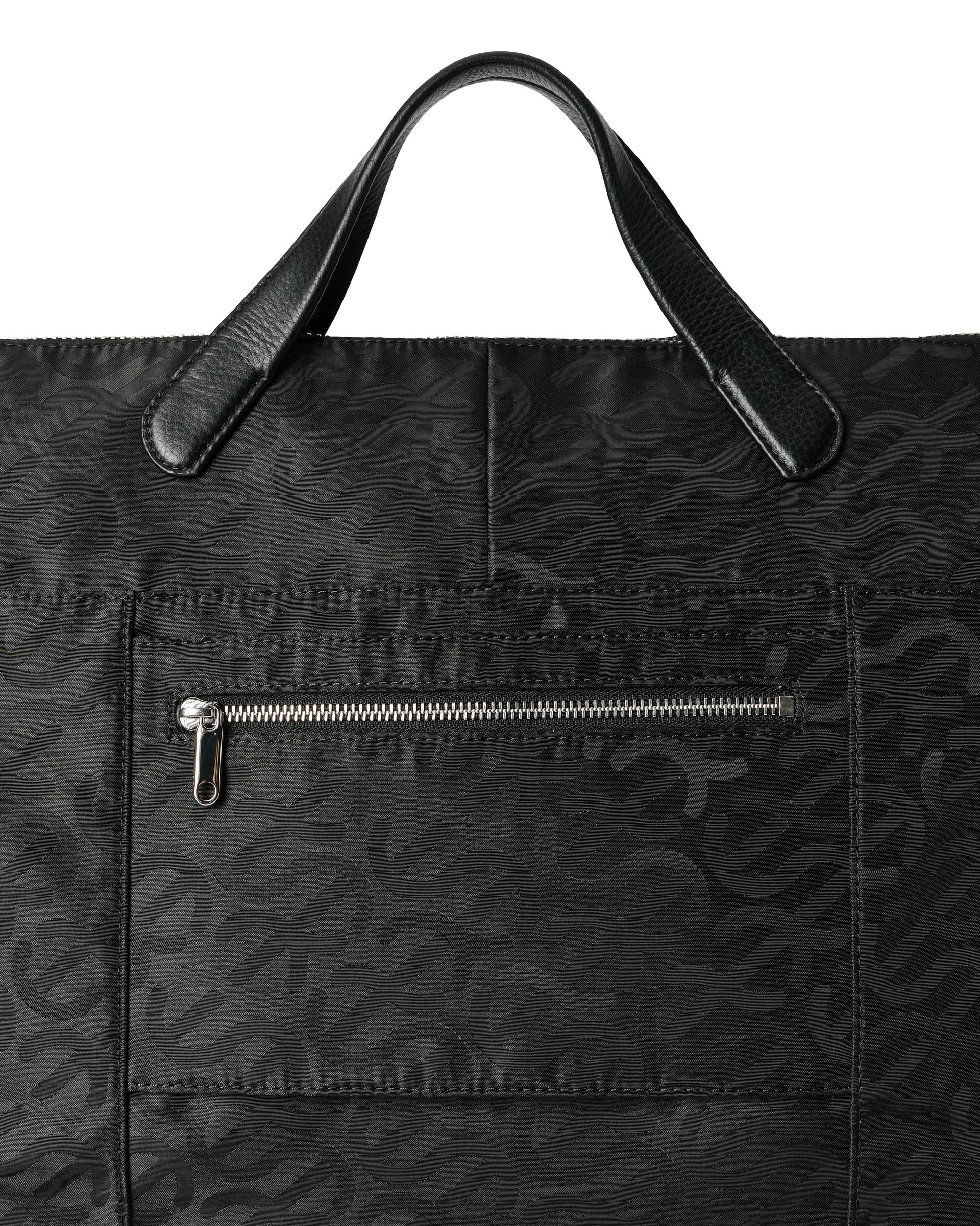 ECCO® Weekender Jacquard Wave Leather Tote Bag - Black - Detail-2