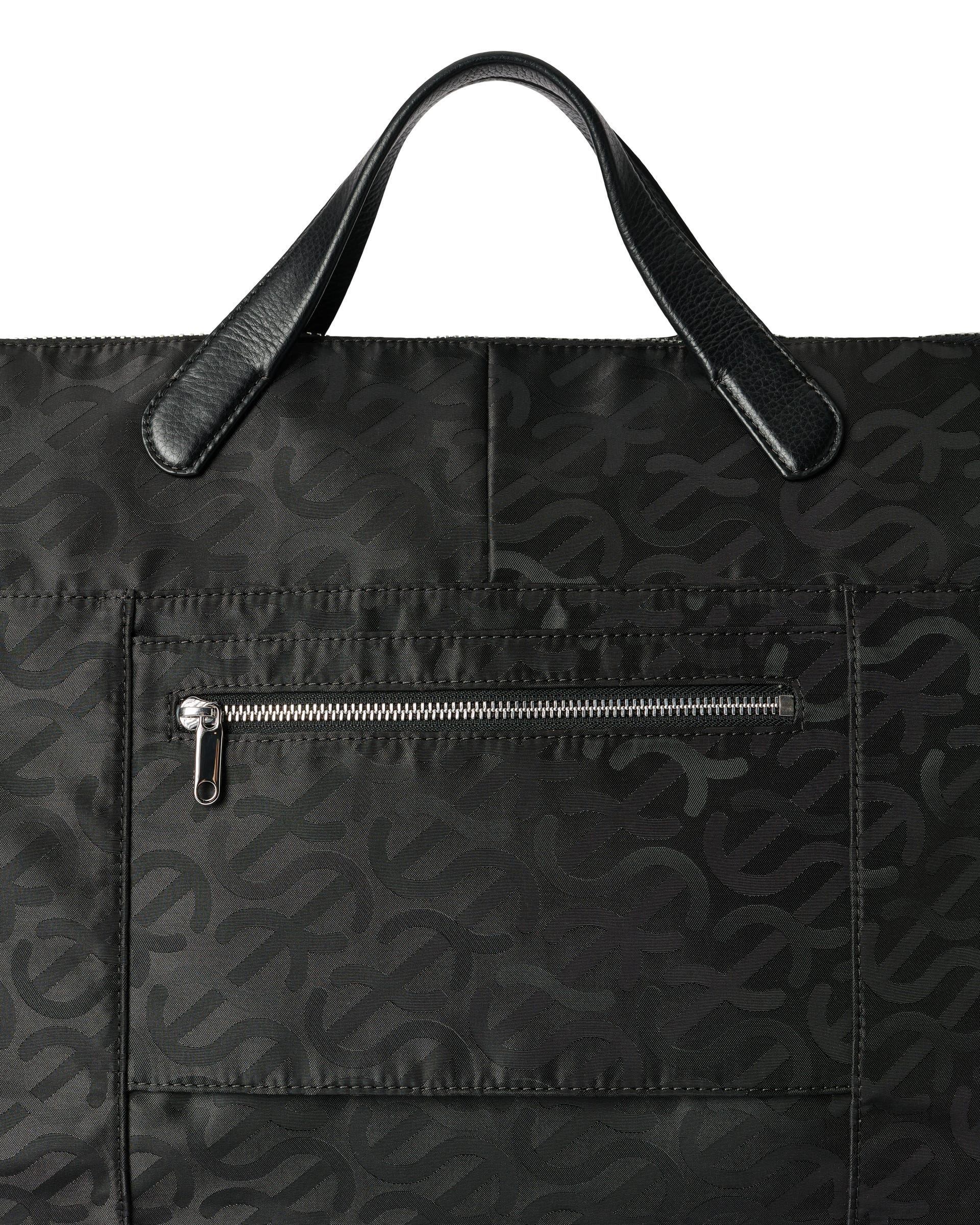 ECCO® Weekender Jacquard Wave Leather Tote Bag - Black - Detail-2