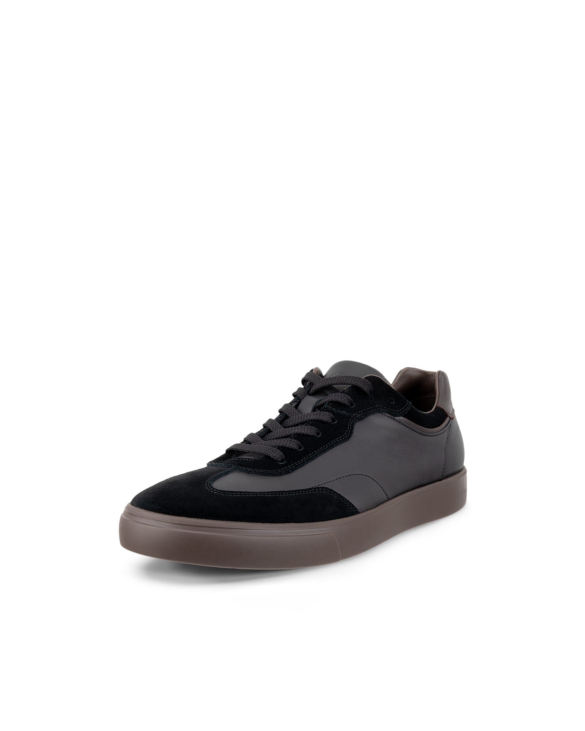 Men's ECCO® SOFT 10 Leather Trainer - Black - Main