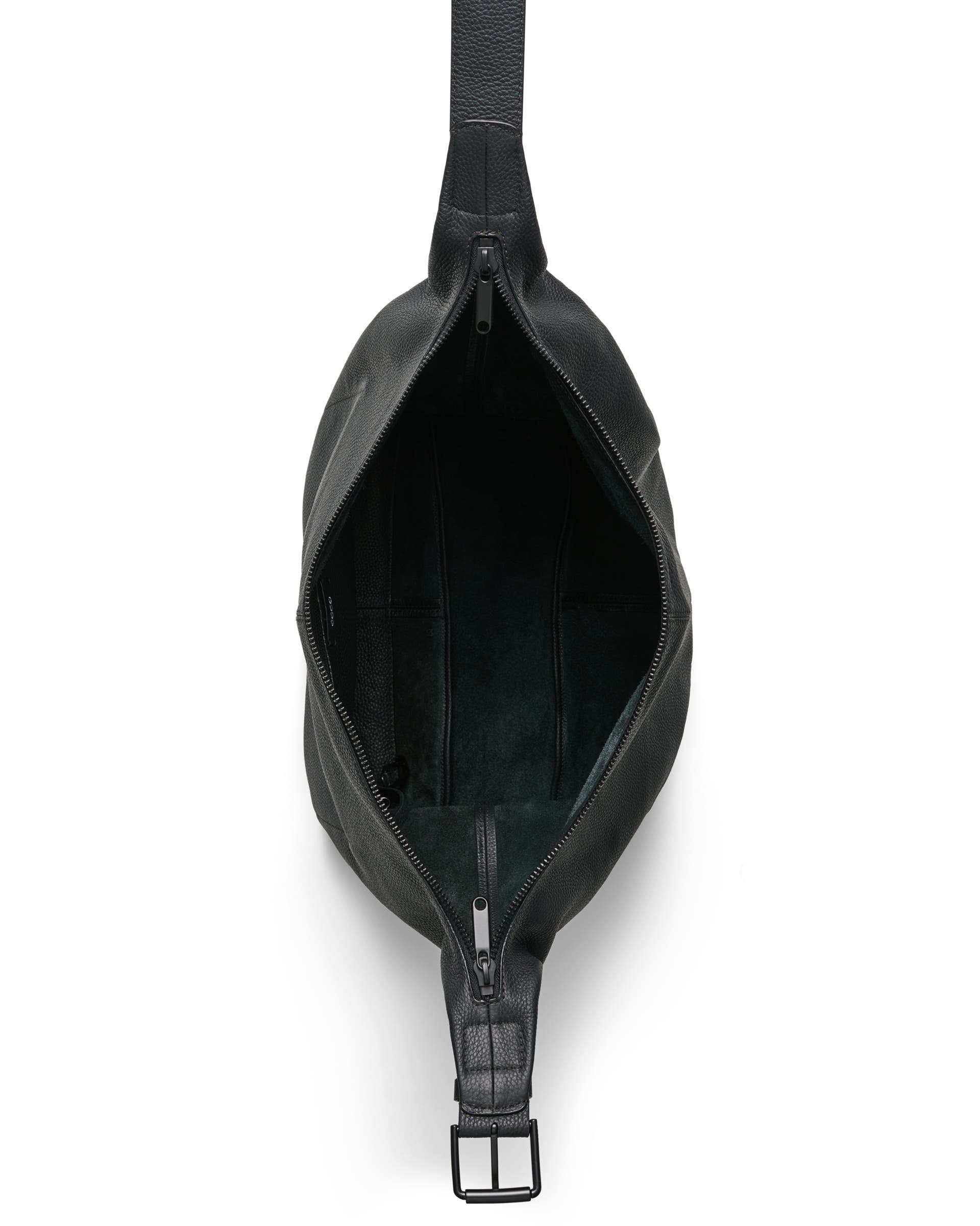 Kožená voľná kabelka ECCO® Hobo - Čierna - Birdeye