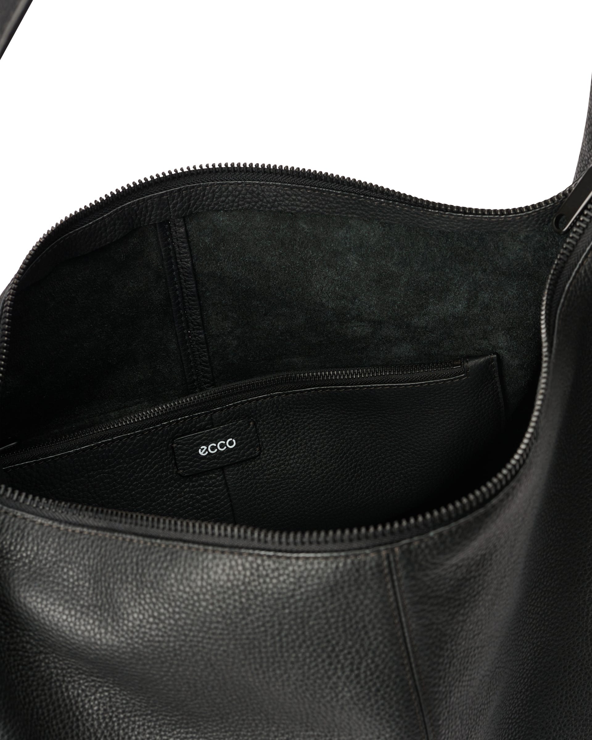 Kožená voľná kabelka ECCO® Hobo - Čierna - Inside