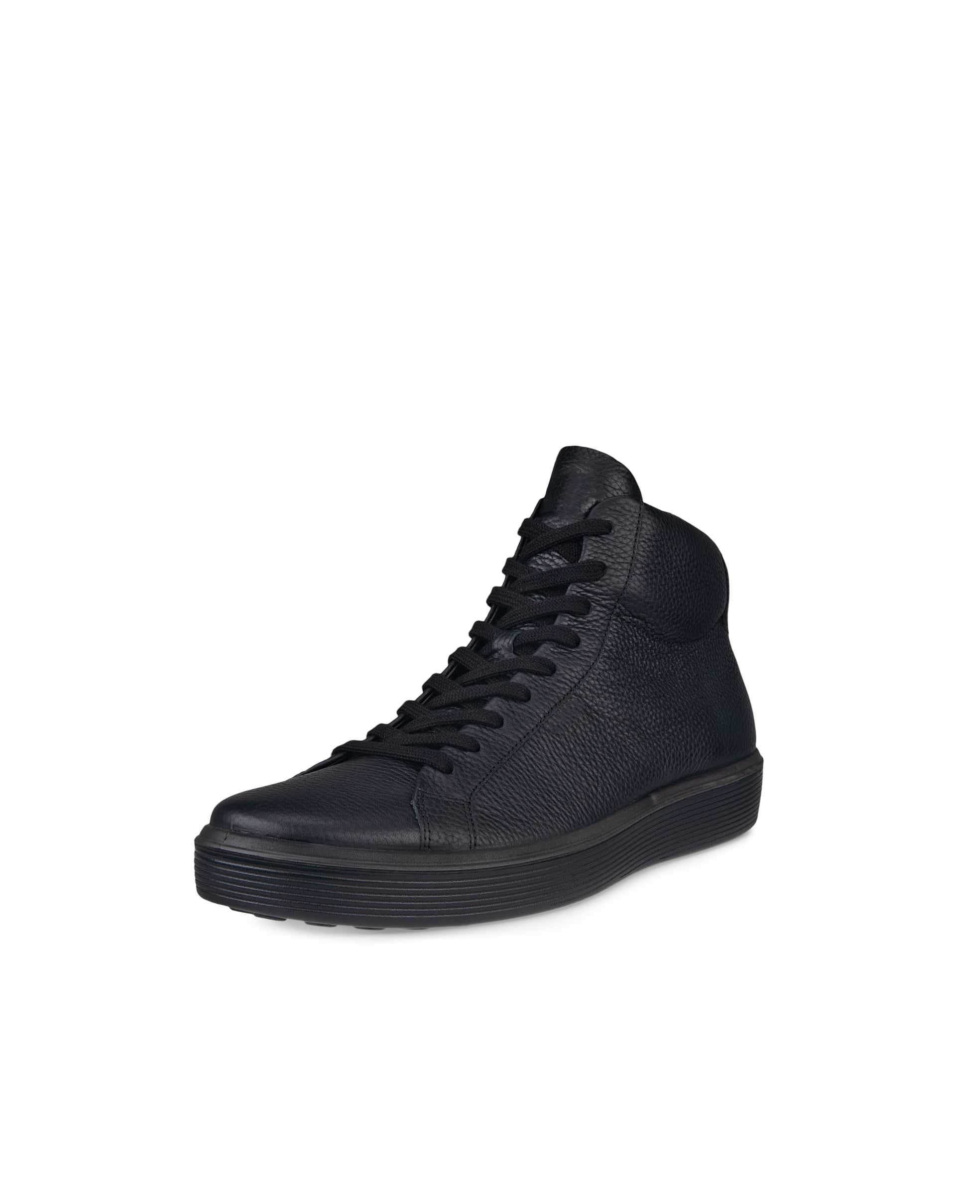 ECCO Soft 60 メンズ レザーハイカットスニーカー | ブラック