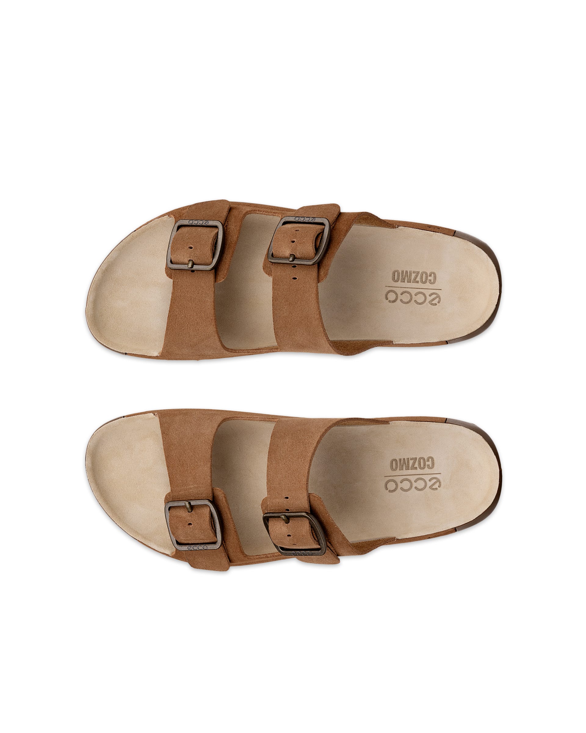 Męskie zamszowe klapki ECCO® COZMO - Brązowy - Top left pair