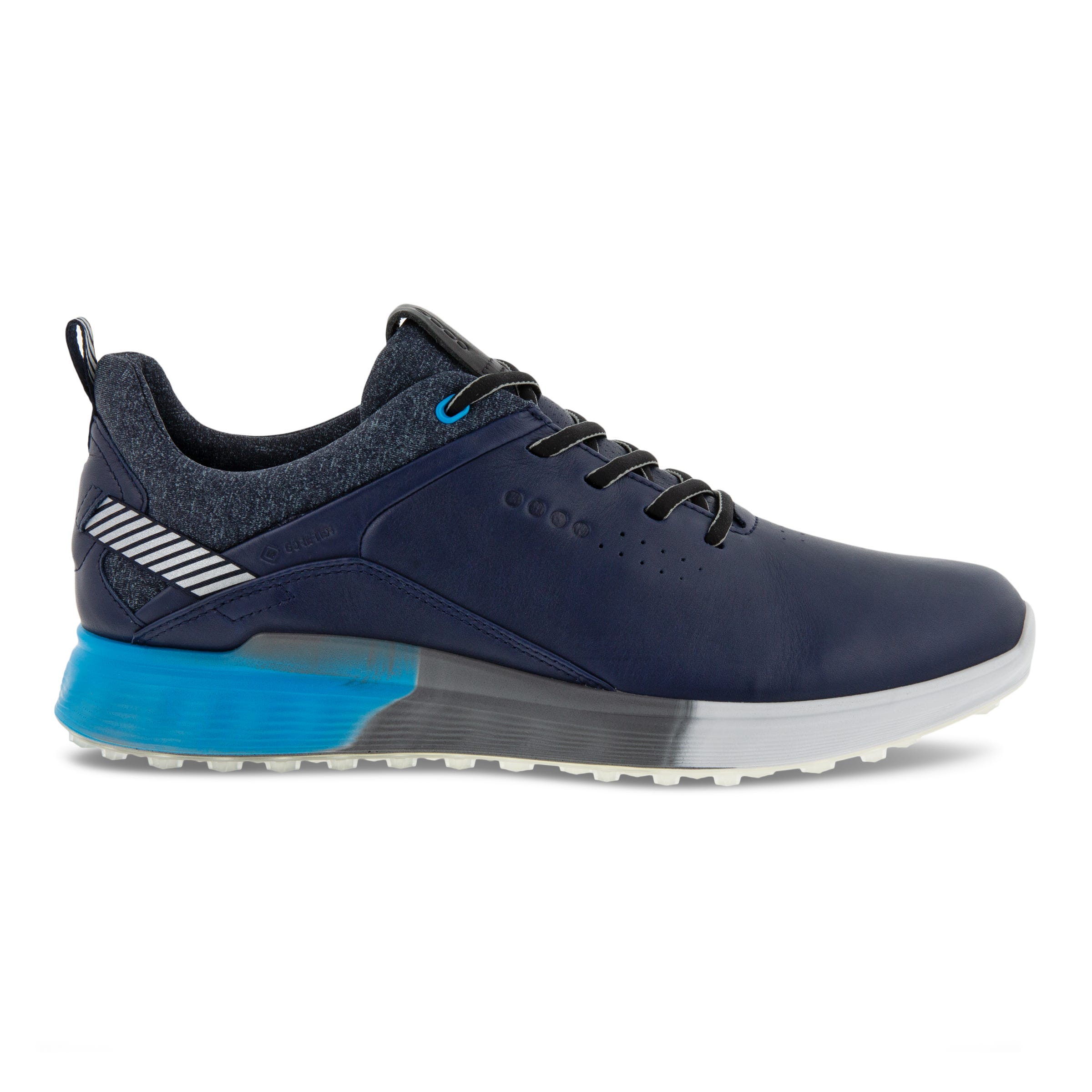 Men's ECCO® Golf S-Three Leather Gore-Tex Shoe - Blue - Outside
