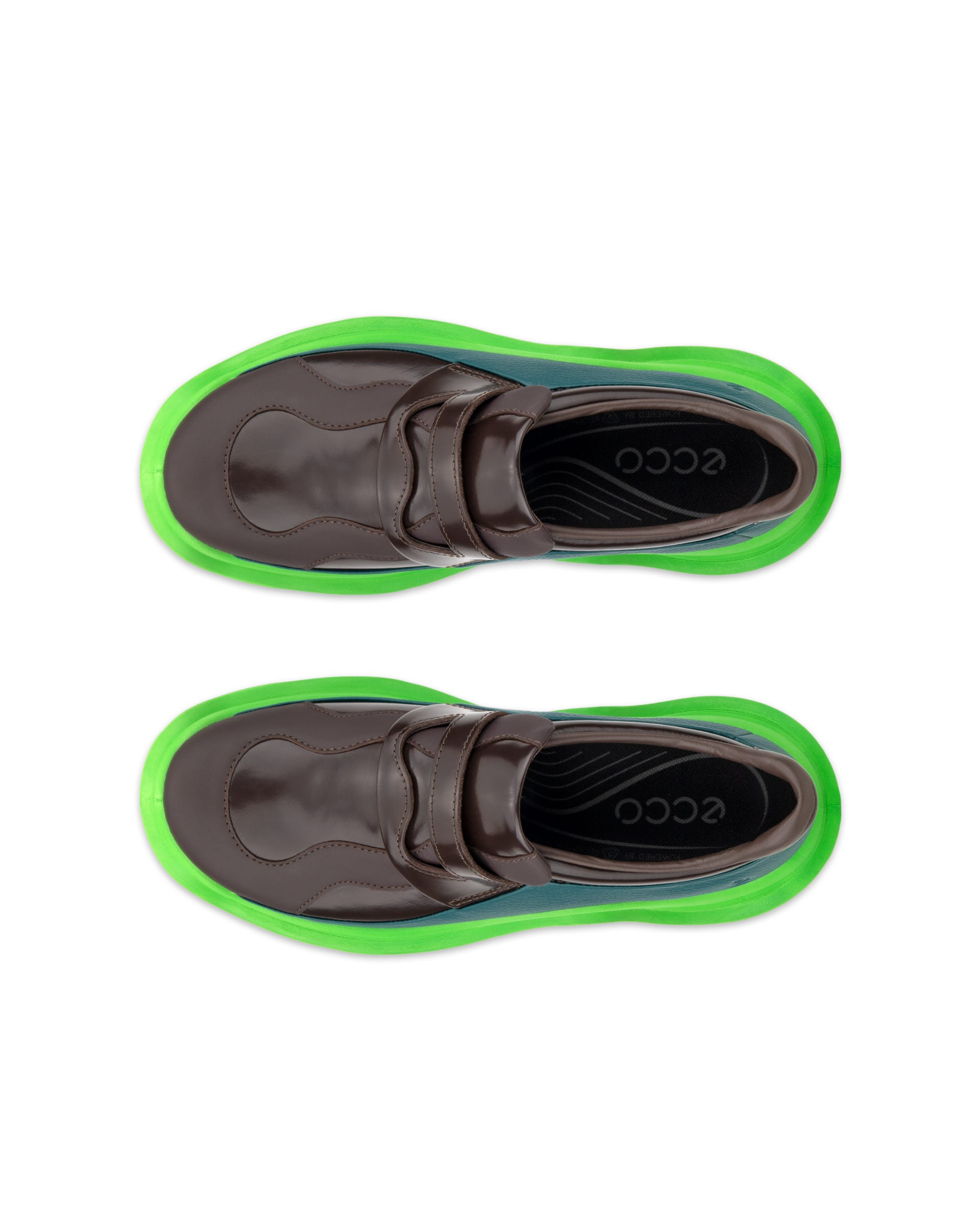 Women's ECCO® Offroad Leather Outdoor Shoe - Green - Top left pair