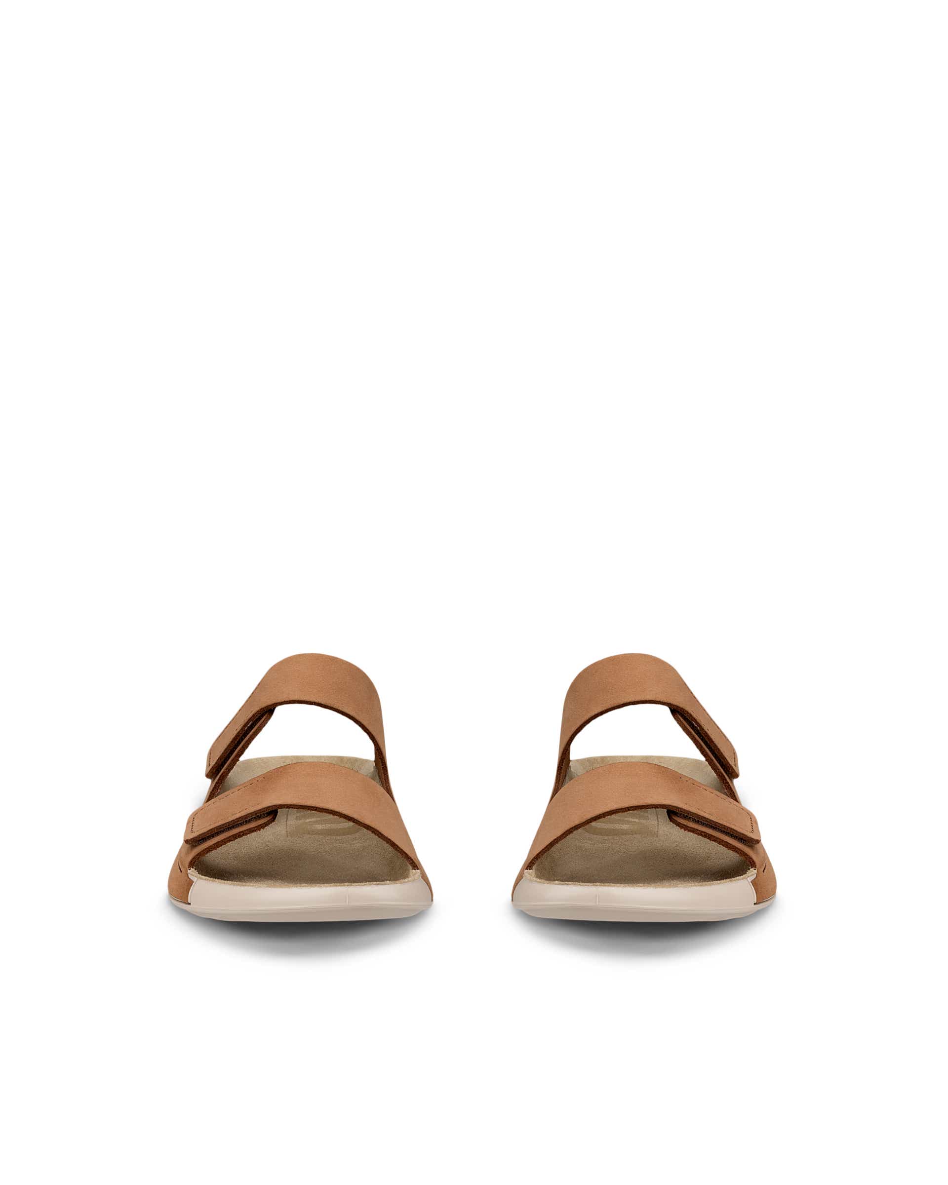 Women's ECCO® Cozmo Nubuck Two Strap Sandal - Brown - Front pair