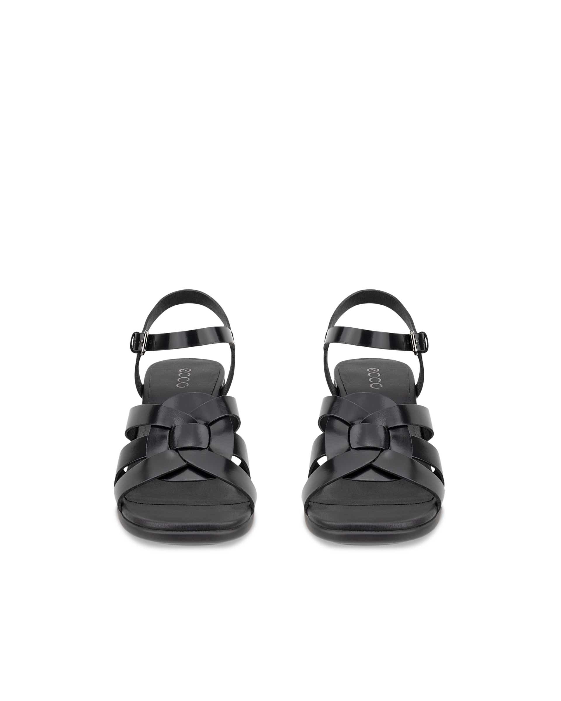 Damskie skórzane sandały na obcasie ECCO® SCULPTED ALBA 65 - Czarny - Front pair