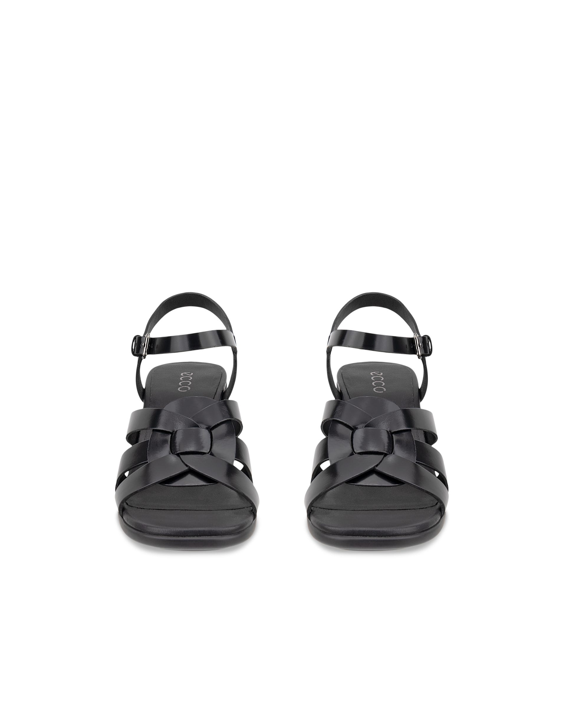 Damskie skórzane sandały na obcasie ECCO® SCULPTED ALBA 65 - Czarny - Front pair