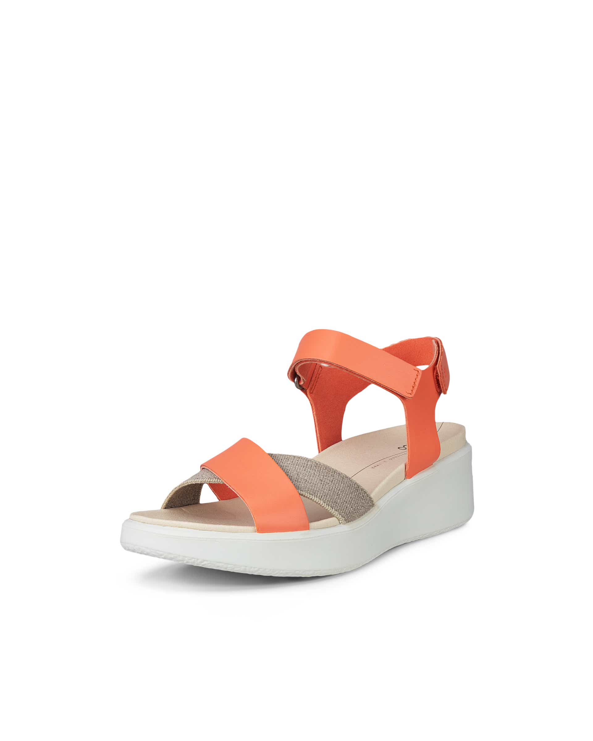 Women's ECCO® Flowt LX Leather Wedge Sandal - Orange - Main