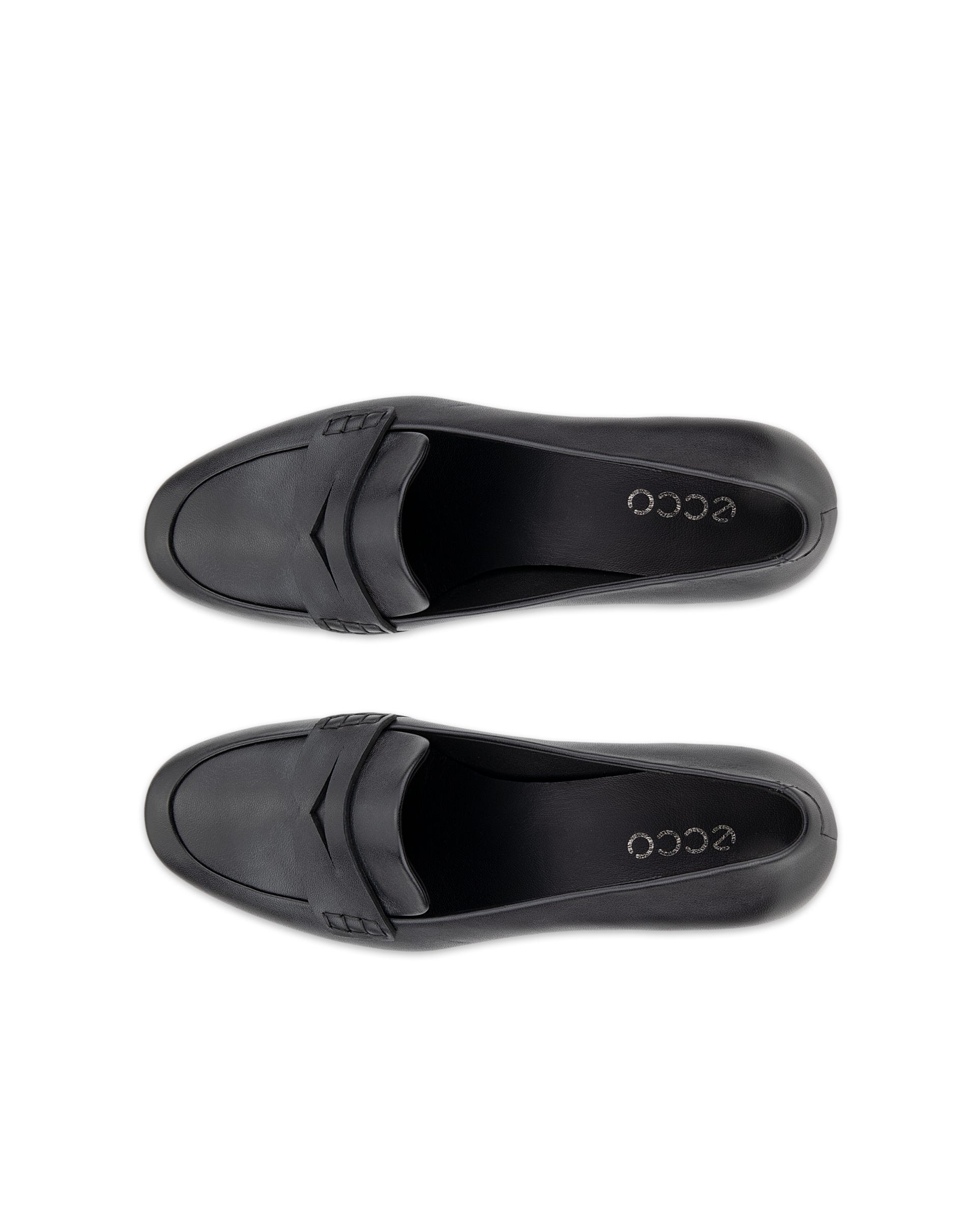 Women's ECCO® LIVA 35 Leather Block-Heeled Loafer - Black - Outside