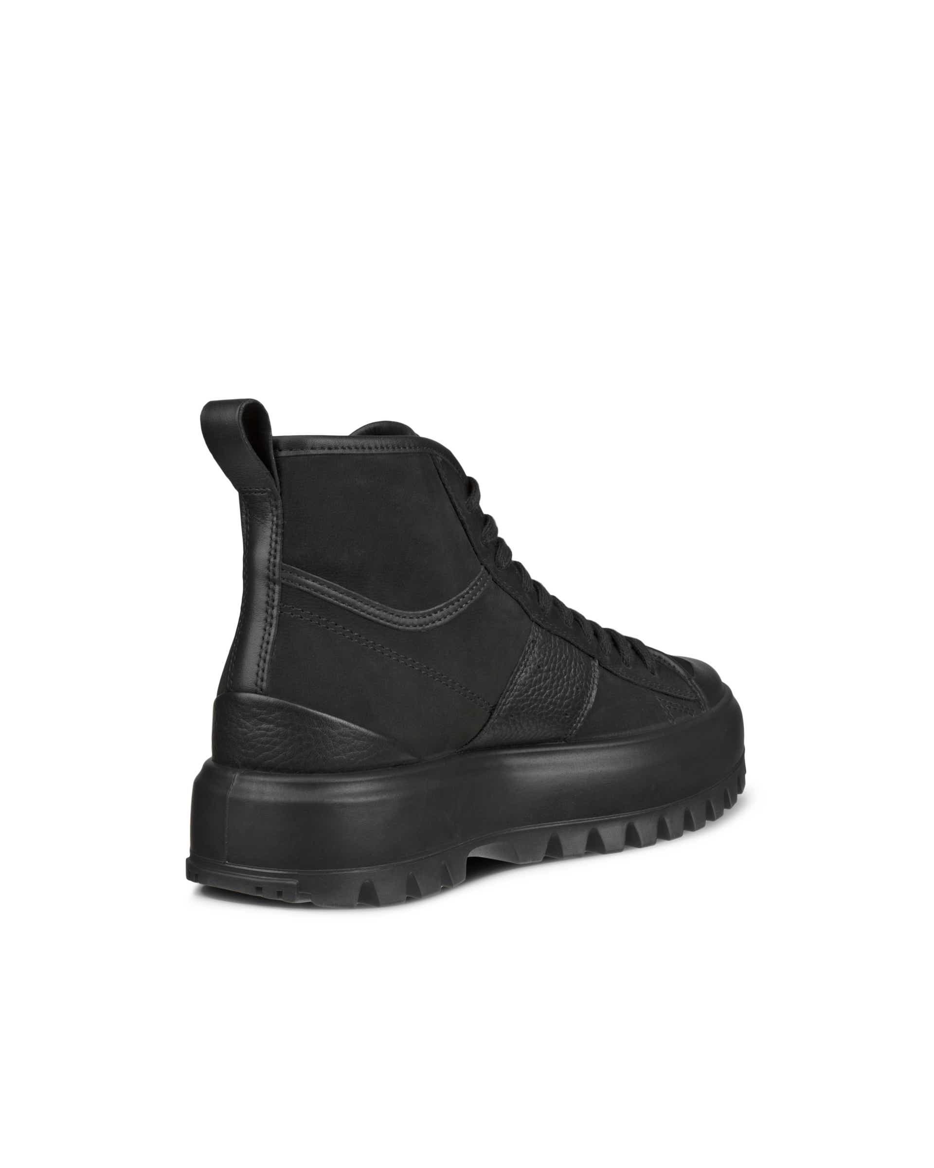 Women's ECCO® Street Ace Rugged Nubuck Gore-Tex High-Top Sneaker - Black - Back