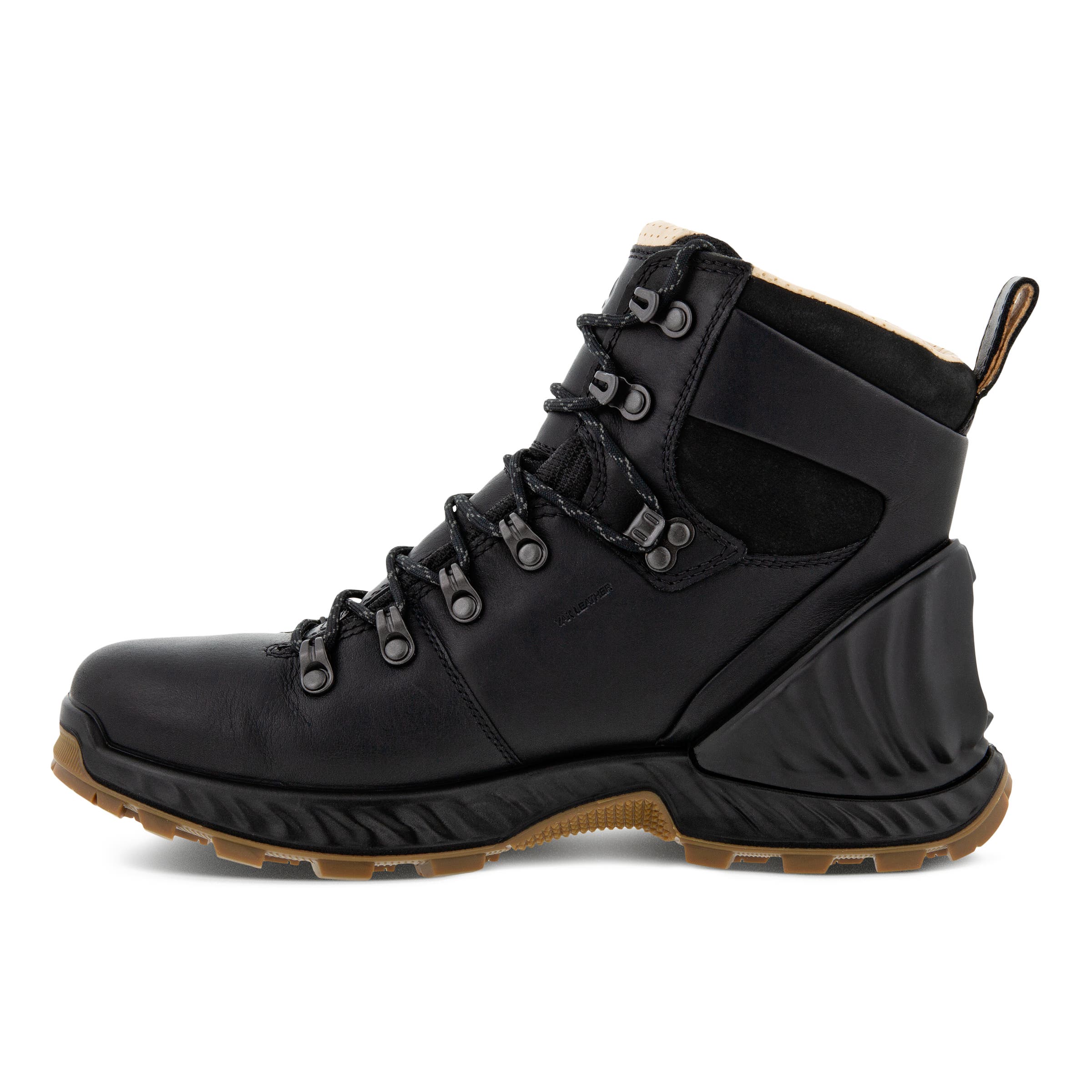 Men's ECCO® Exohike Leather Mid-Cut Outdoor Boot - Black - Inside