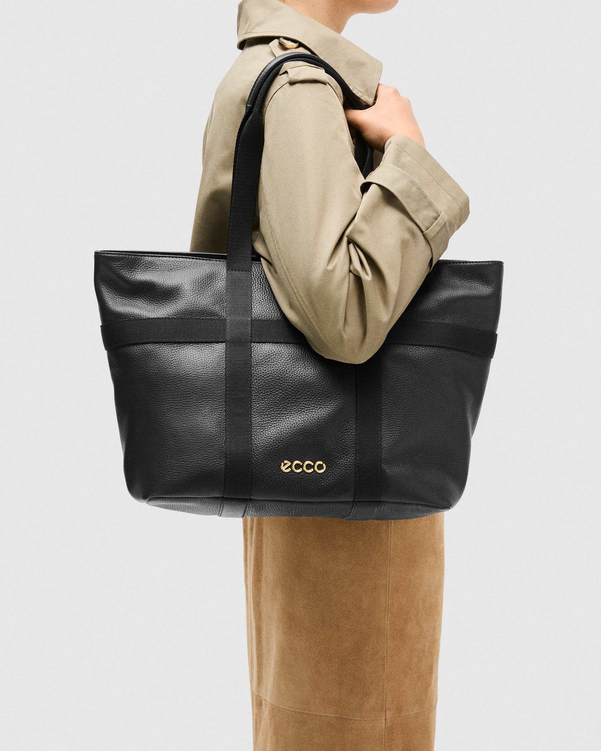 ECCO® Globetrotter Waterproof Pebbled Leather Tote Bag - Black - Lifestyle image-1
