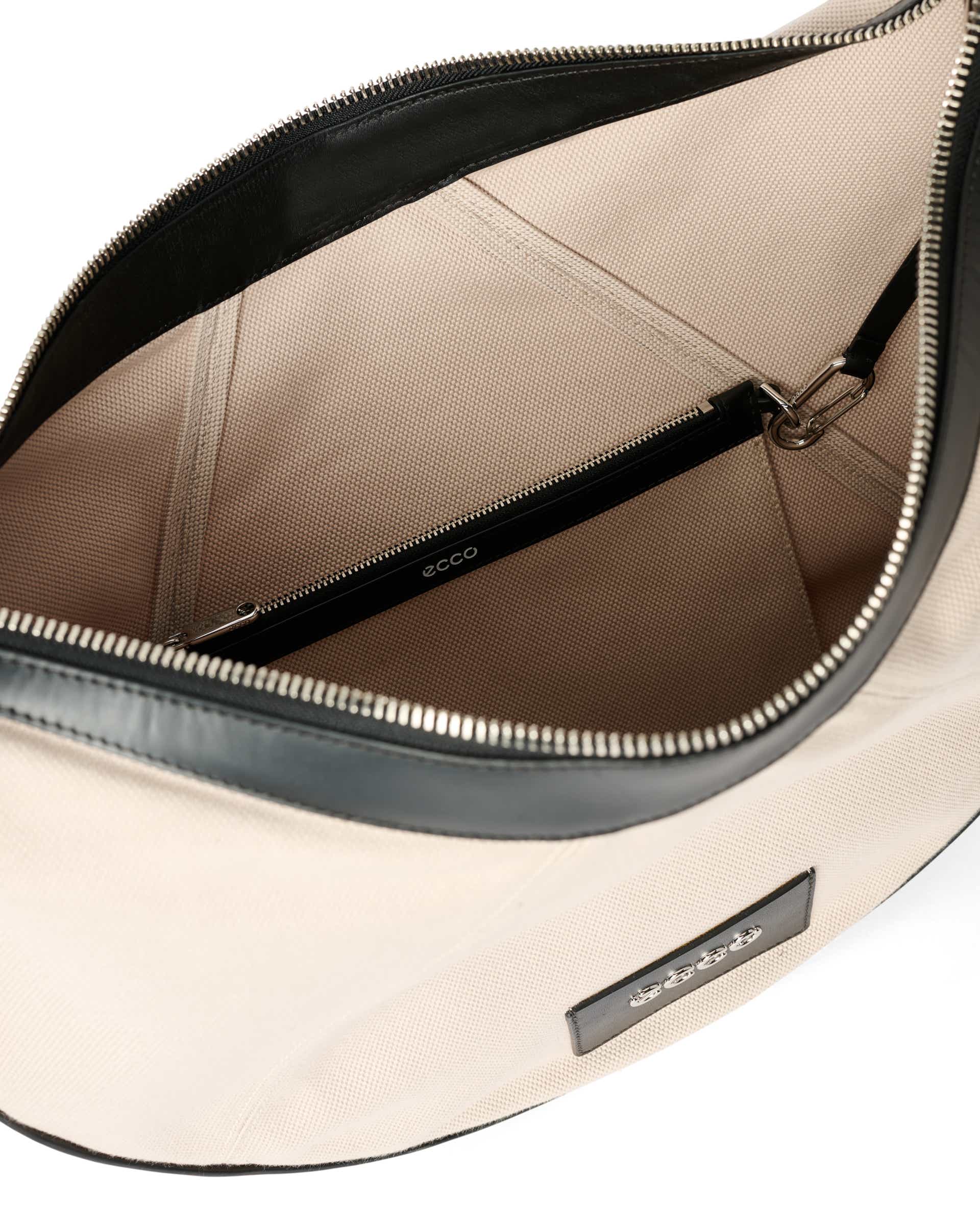 ECCO® Fortune Large Canvas Leather Crossbody Bag - Beige - Inside