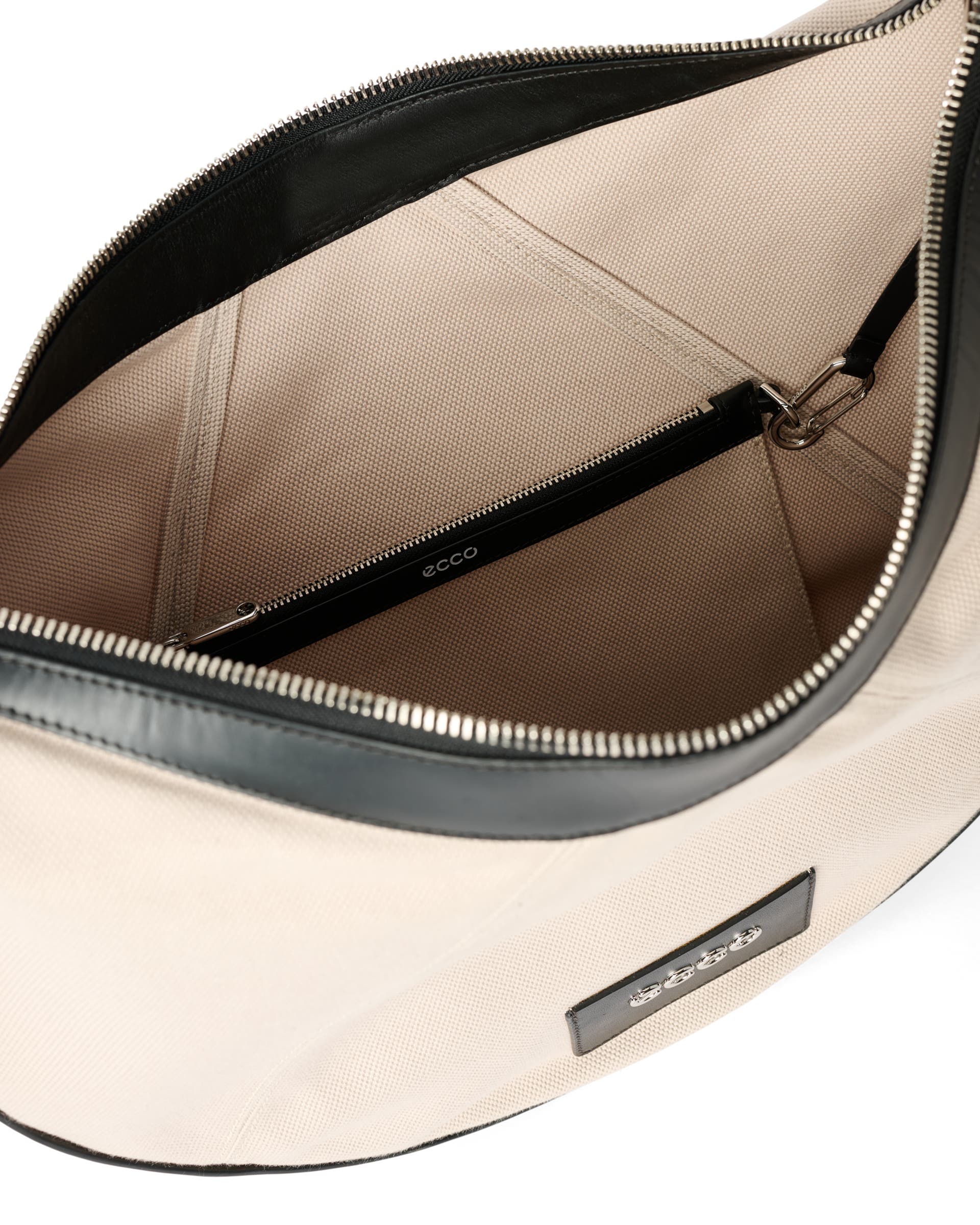 ECCO® Fortune Large Canvas Leather Crossbody Bag - Beige - Inside