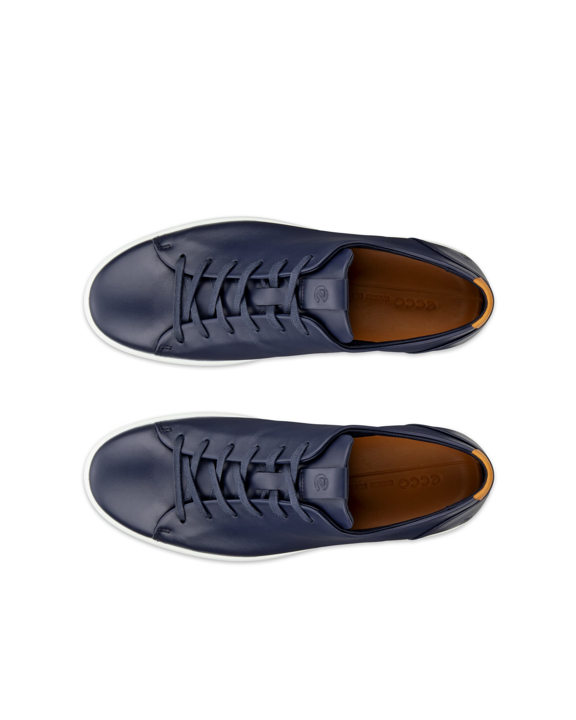 Men's ECCO® Soft 7 Leather Lace-Up Shoe - Blue - Top left pair