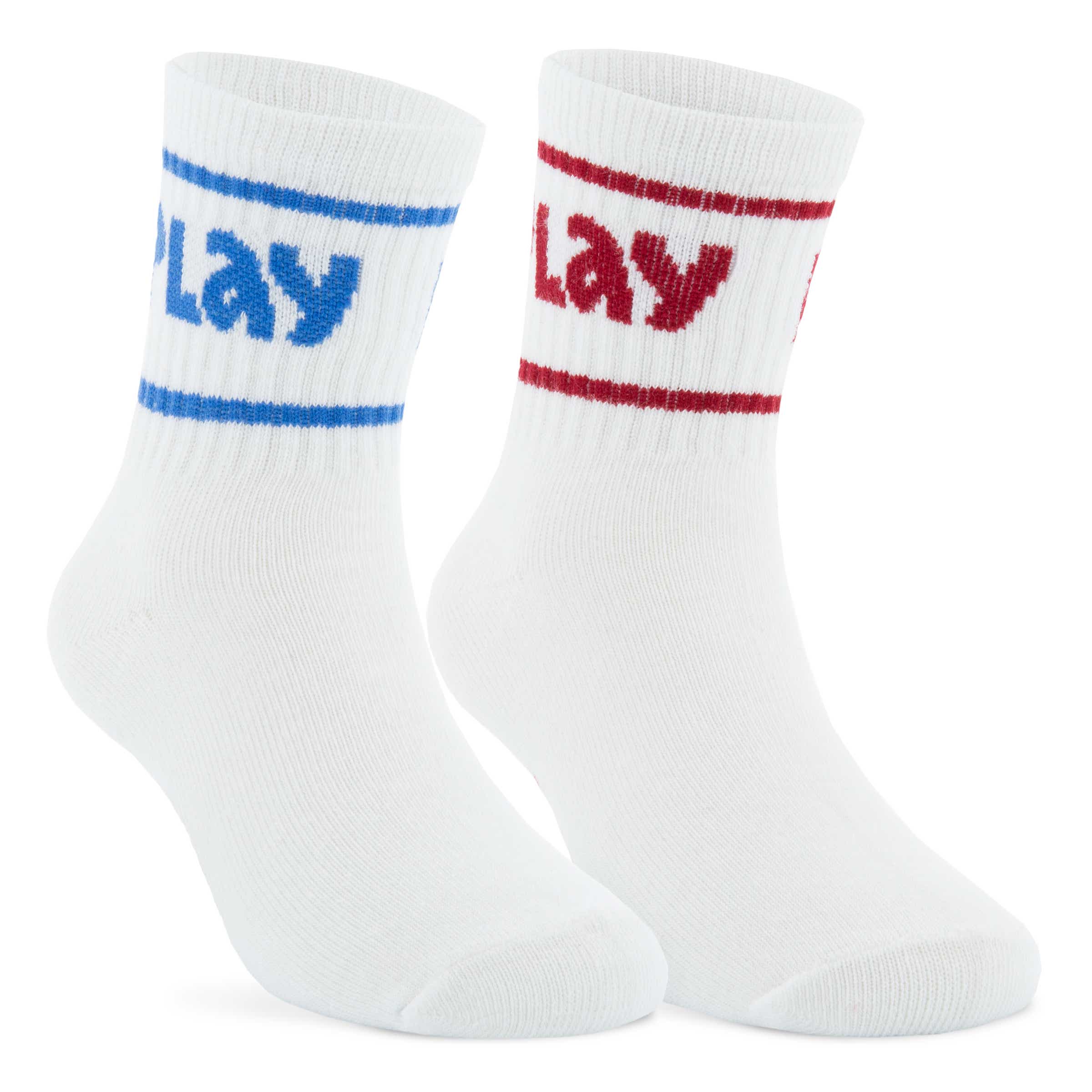 Unisex ECCO® Play Retro Mid-Cut Socks (2-Pack) - White - Main