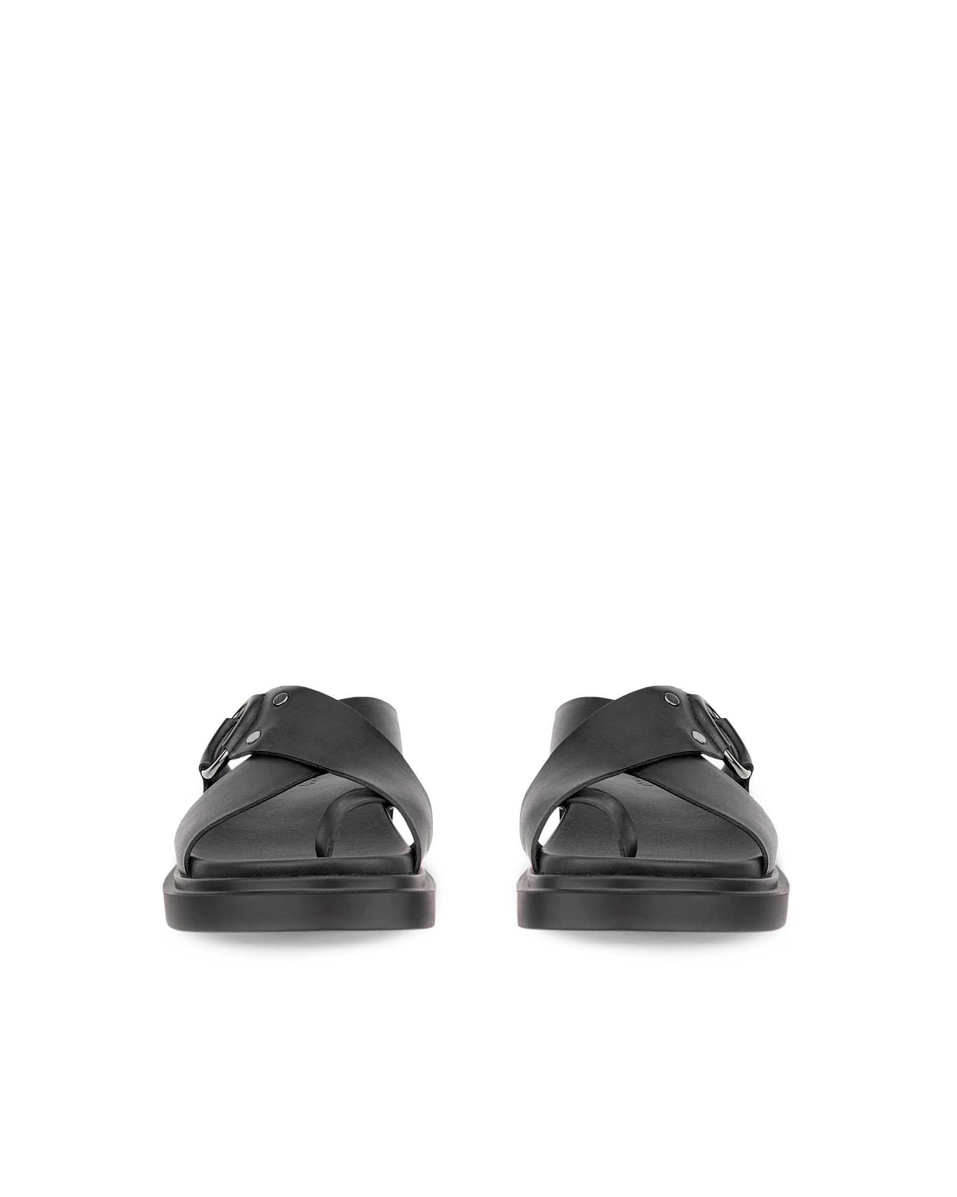 Women's ECCO® Metropole Seoul Leather Ring Sandal - Black - Front pair