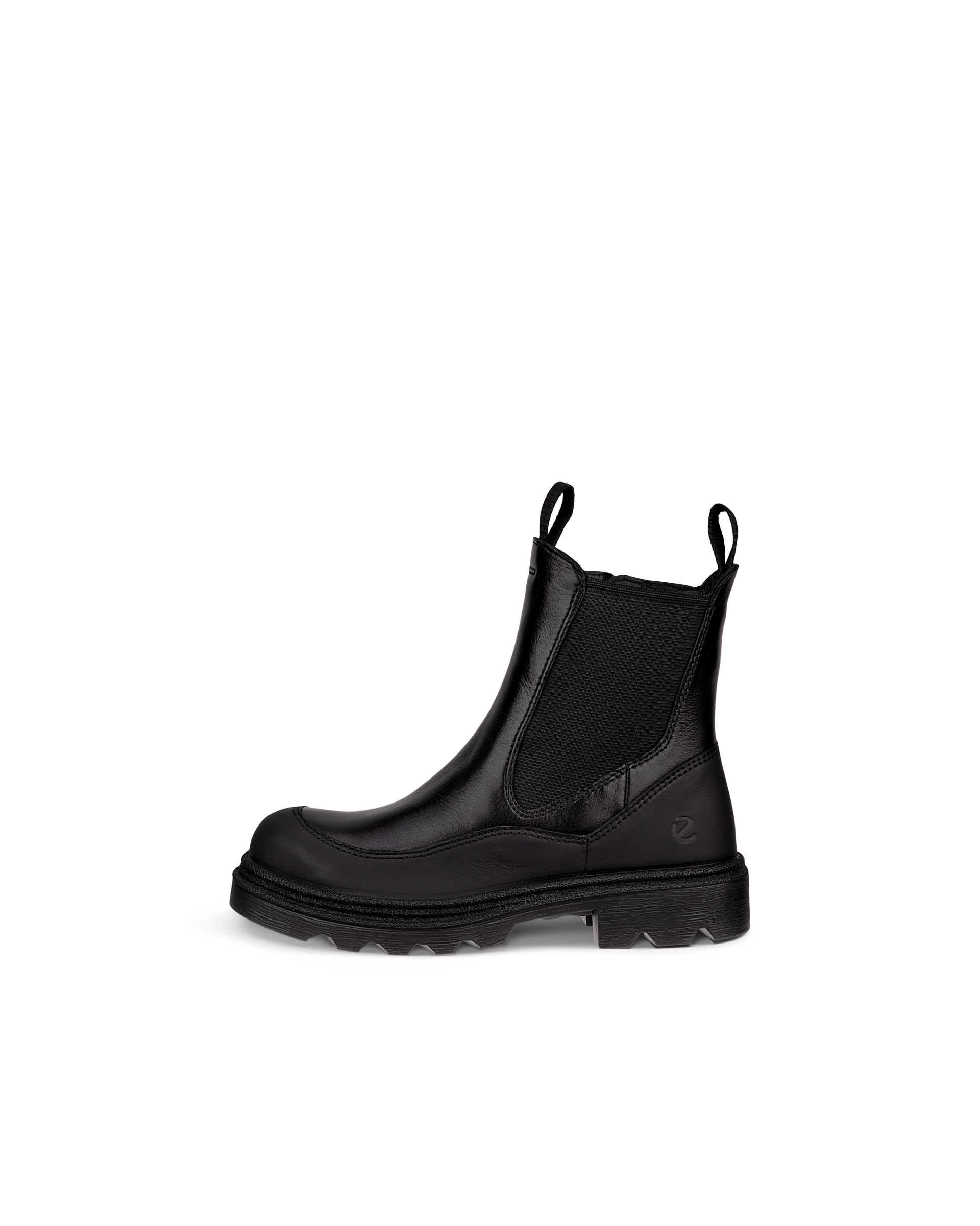 Kids' ECCO® Grainer Leather Chelsea Boot - Black - Outside