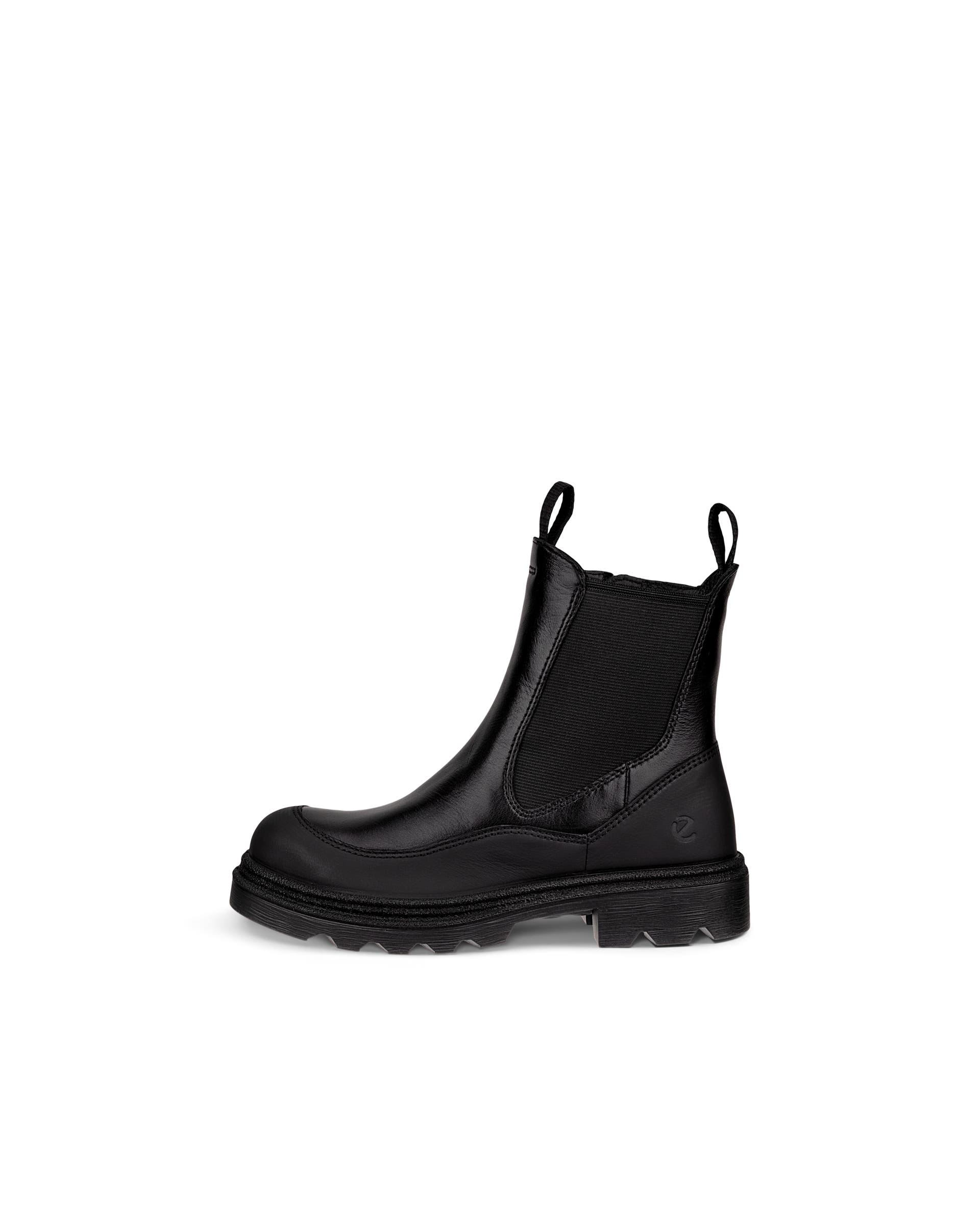 Kids' ECCO® Grainer Leather Chelsea Boot - Black - Outside