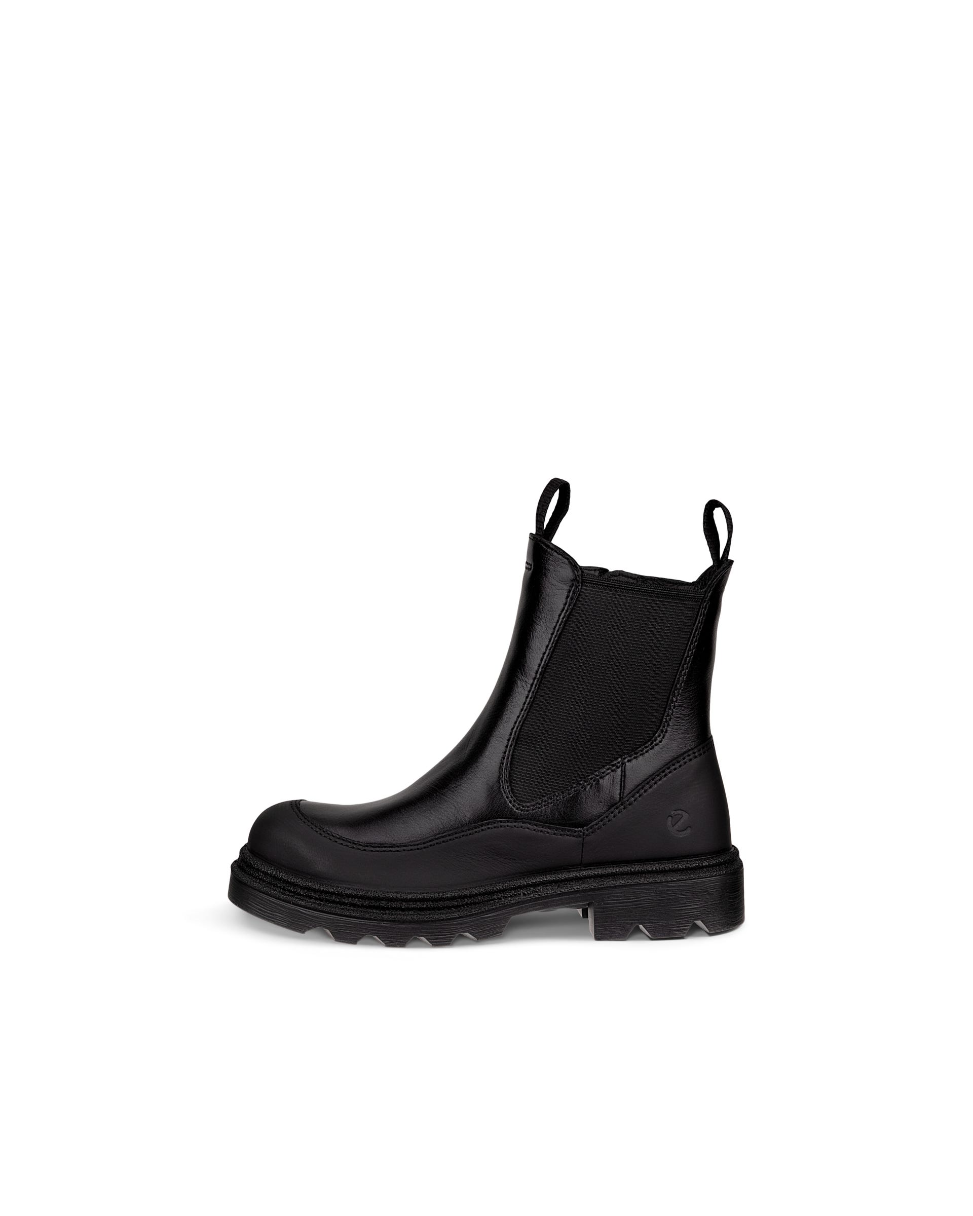 Kids' ECCO® Grainer Leather Chelsea Boot - Black - Outside