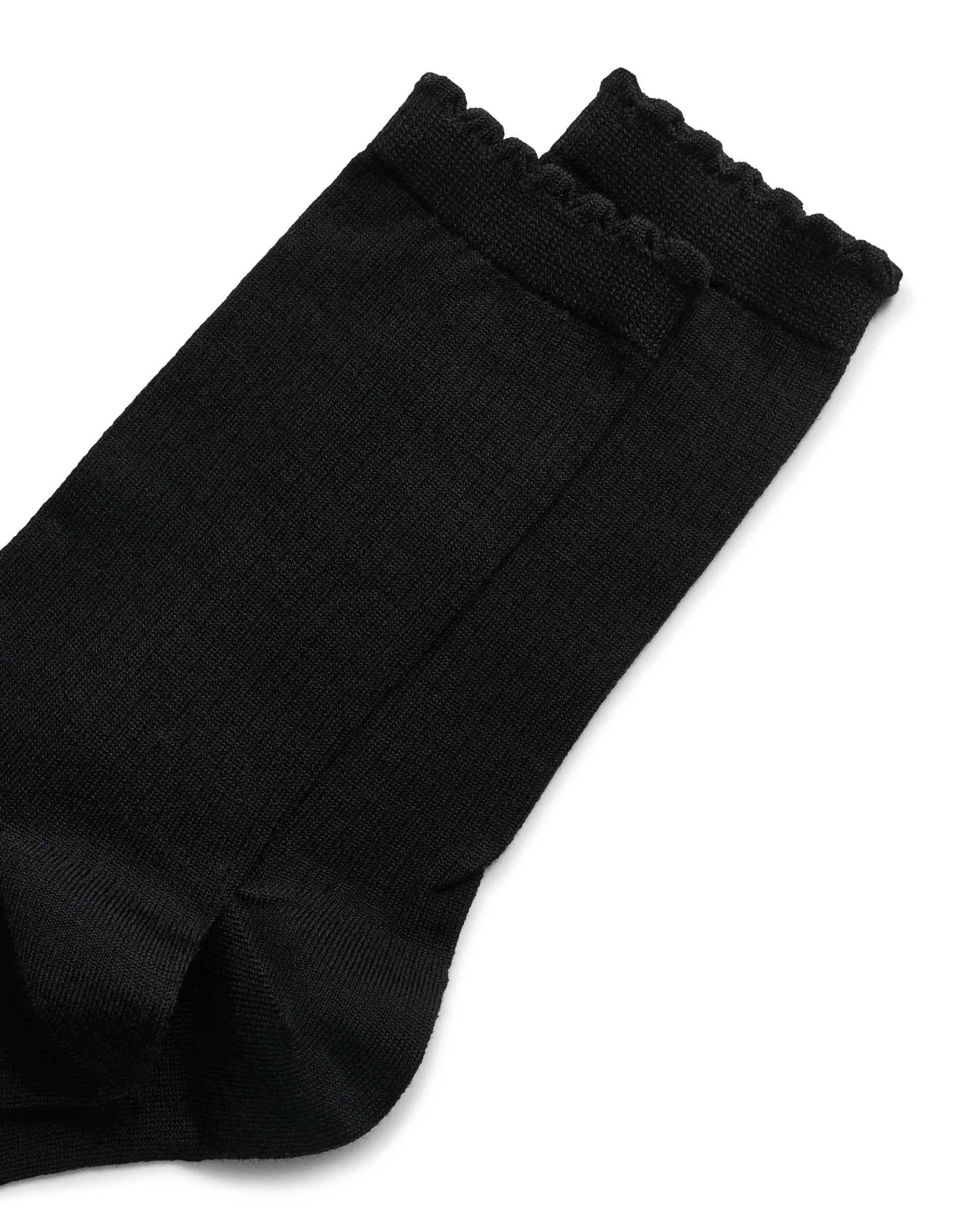 Women's ECCO® Ribbed Mid-Cut Socks - Black - Detail-1