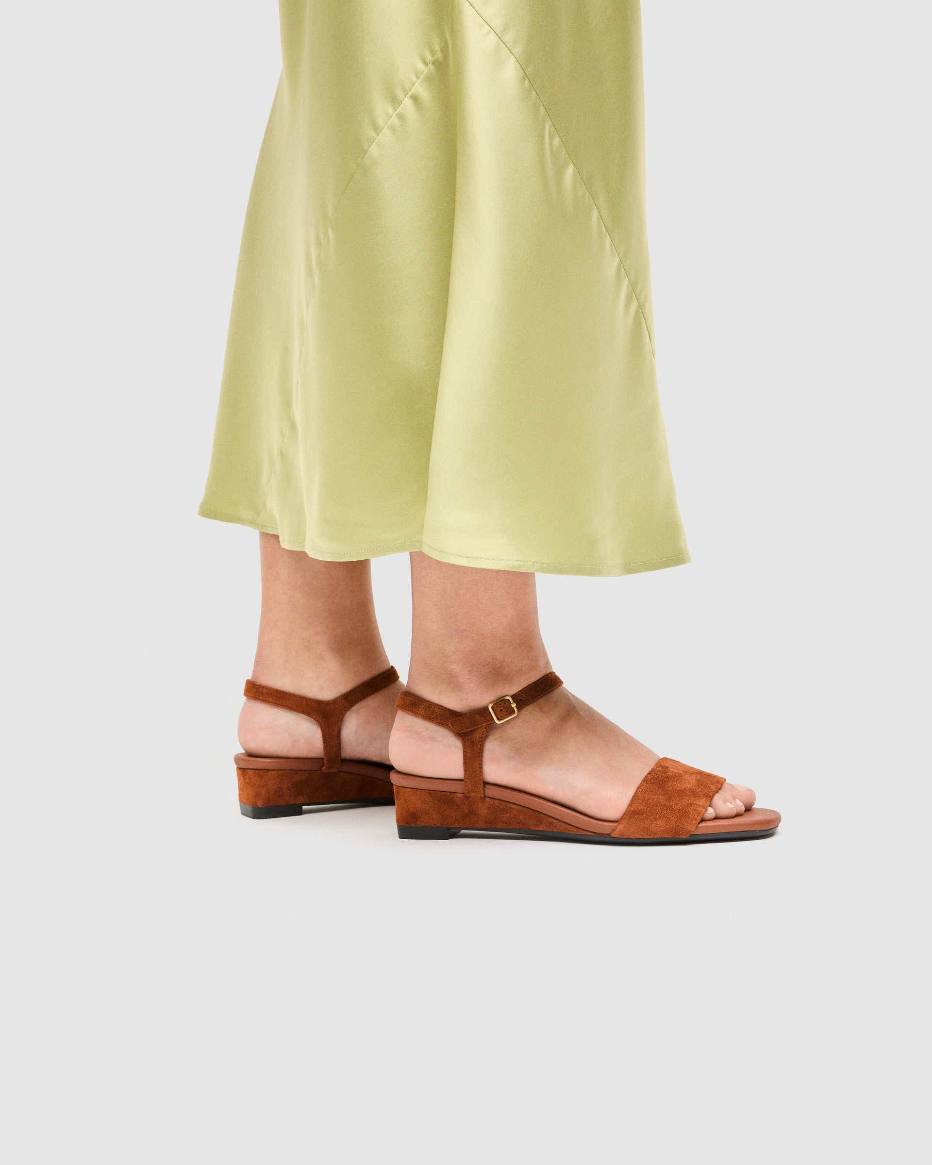 Women's ECCO® Astrid Suede Wedge Sandal - Brown - Lifestyle image-1