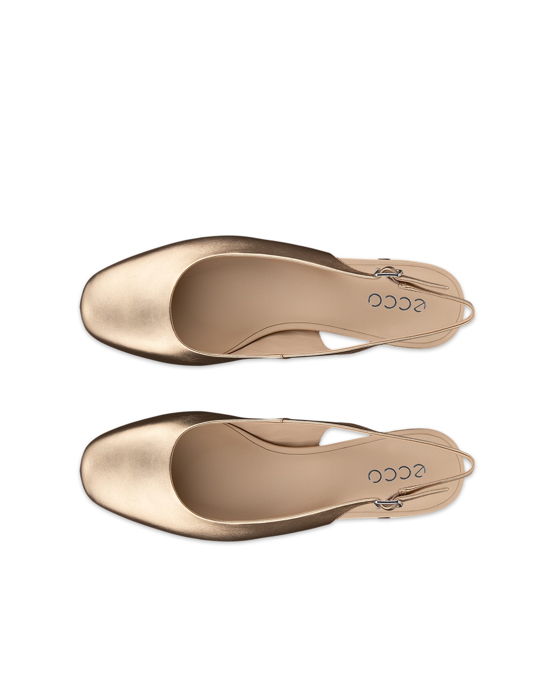 Dámské kožené lodičky na vysokém podpatku se zapínáním kolem kotníku ECCO® LIVA 35 - Zlatá - Top left pair