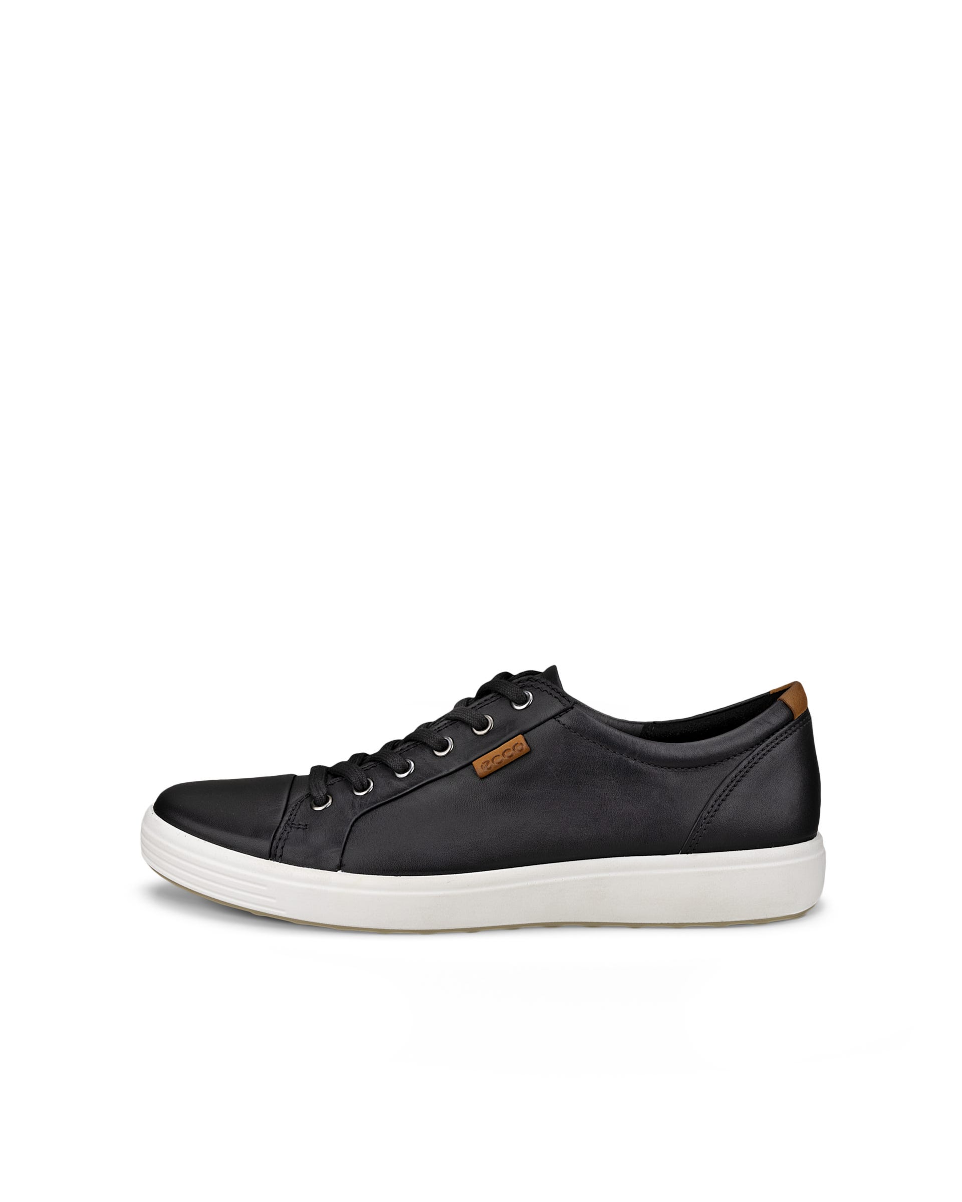 Men's ECCO® Soft 7 Leather Trainer - Black - Outside