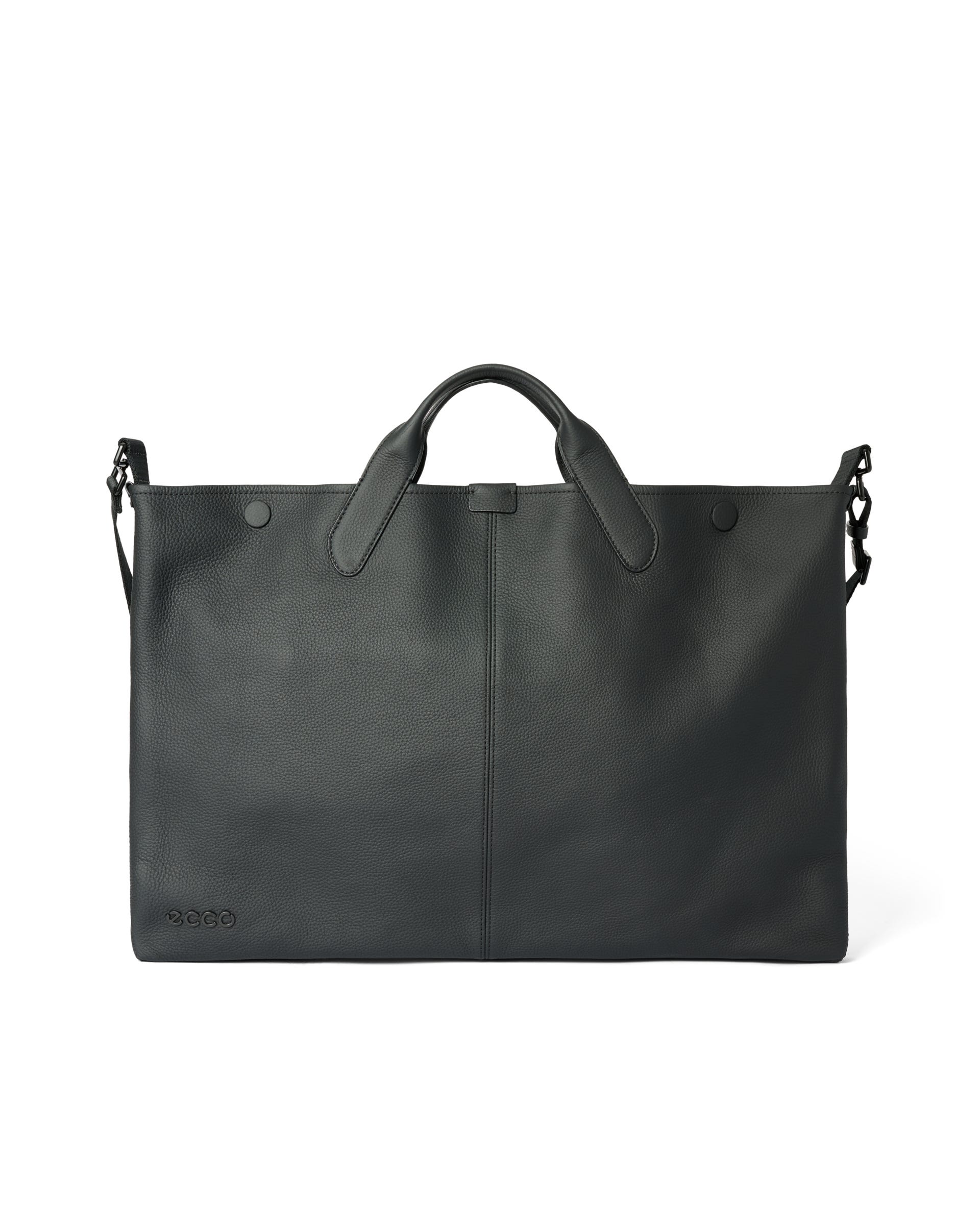 ECCO Tote Soft East West Large Soft Pebbled レザートートバッグ - ブラック - Main