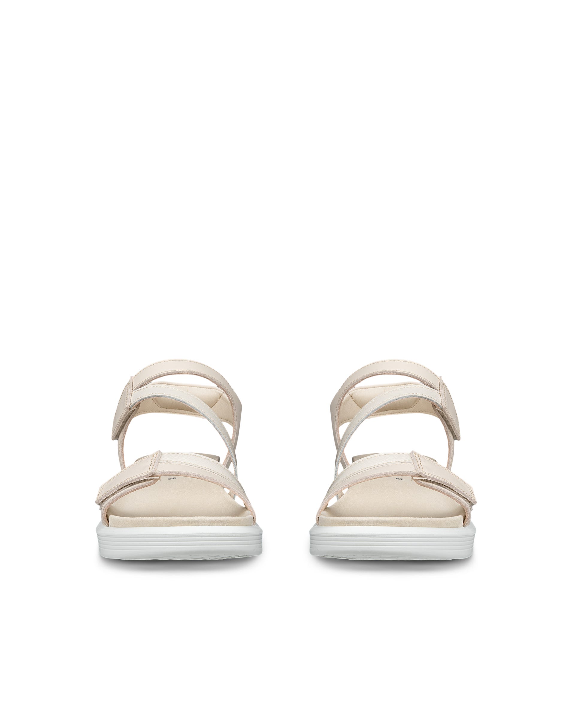 Women's ECCO® Soft Sandal Leather Two Strap Sandal - Beige - Front pair