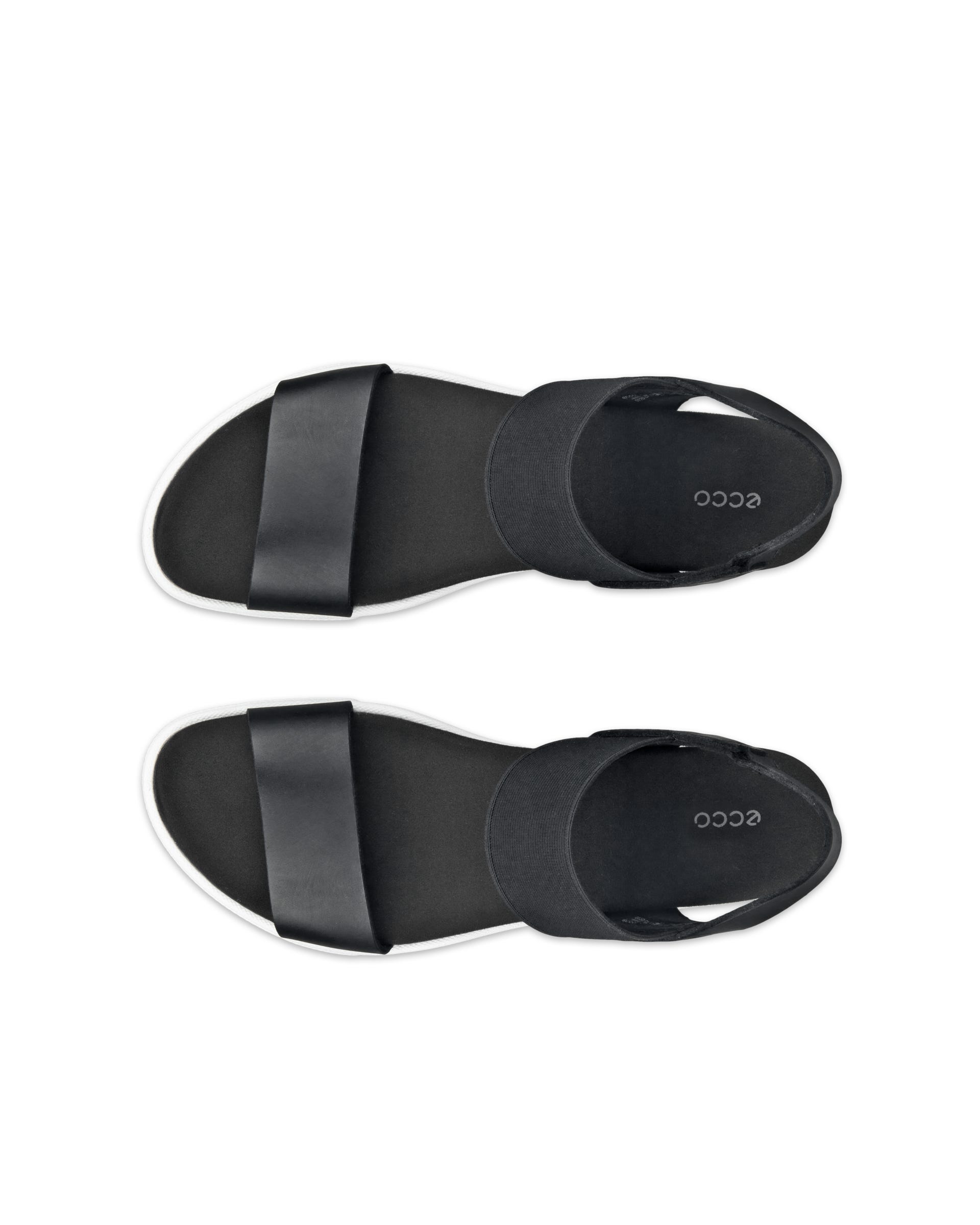 Women's ECCO® Damara Leather Sandal - Black - Top left pair