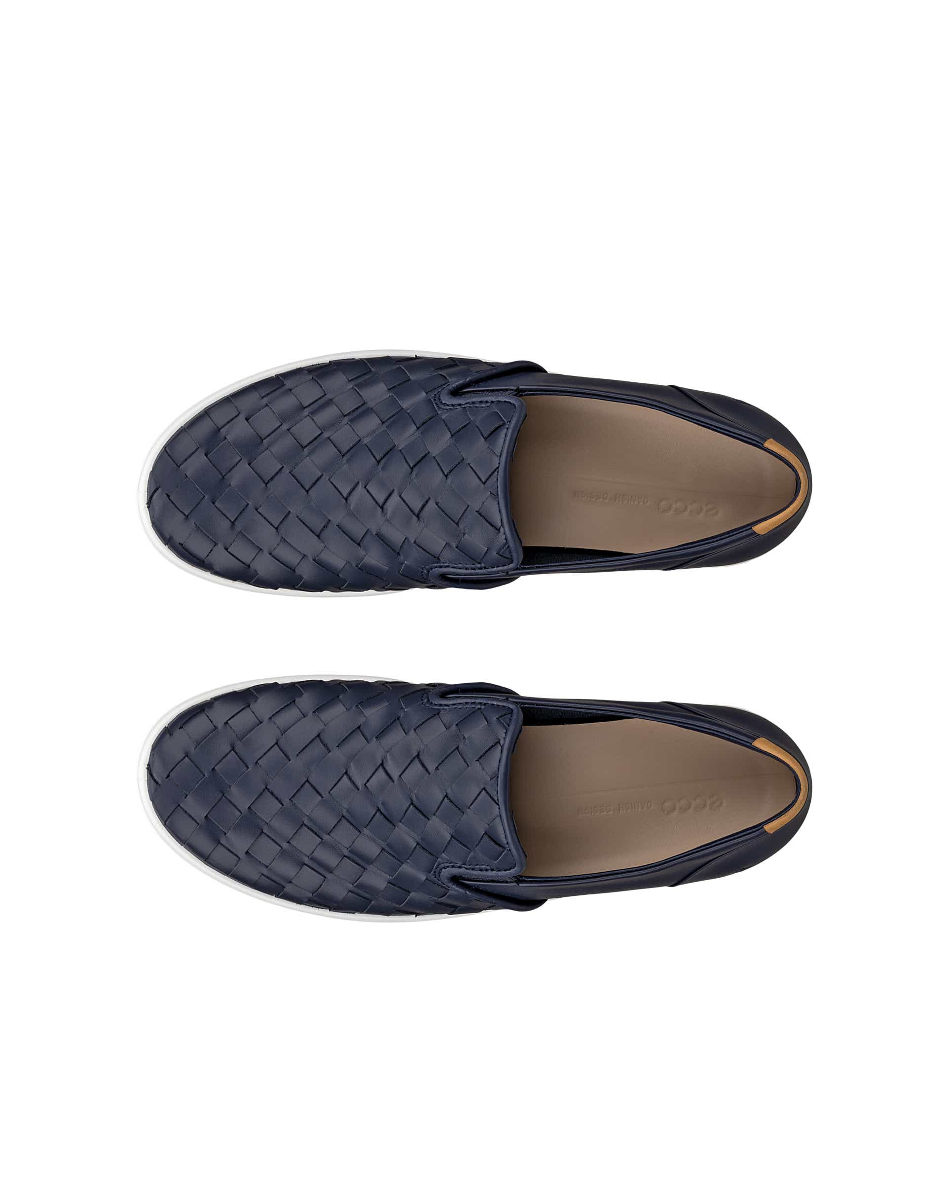 Women's ECCO® Soft 7 Woven Leather Slip-On - Blue - Top left pair