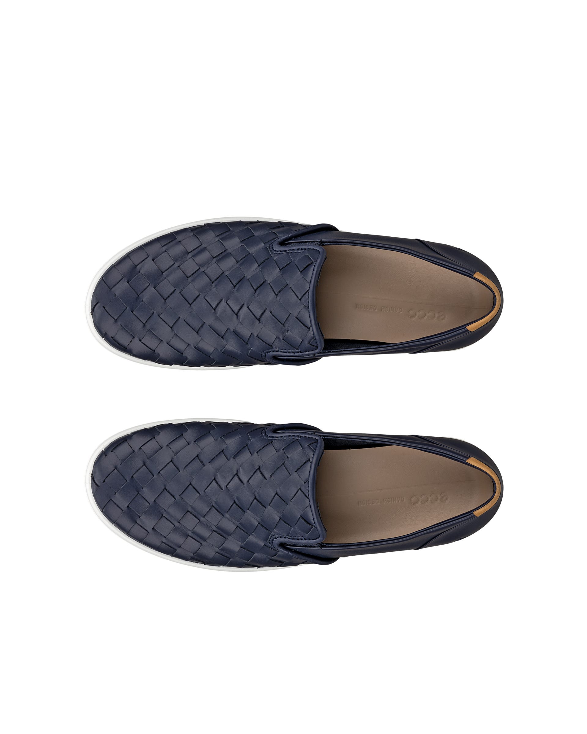 Women's ECCO® Soft 7 Woven Leather Slip-On - Blue - Top left pair