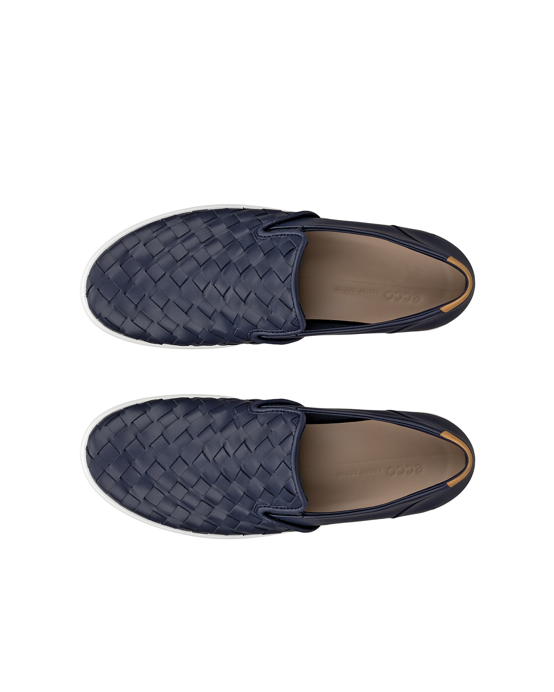 Women's ECCO® Soft 7 Woven Leather Slip-On - Blue - Top left pair