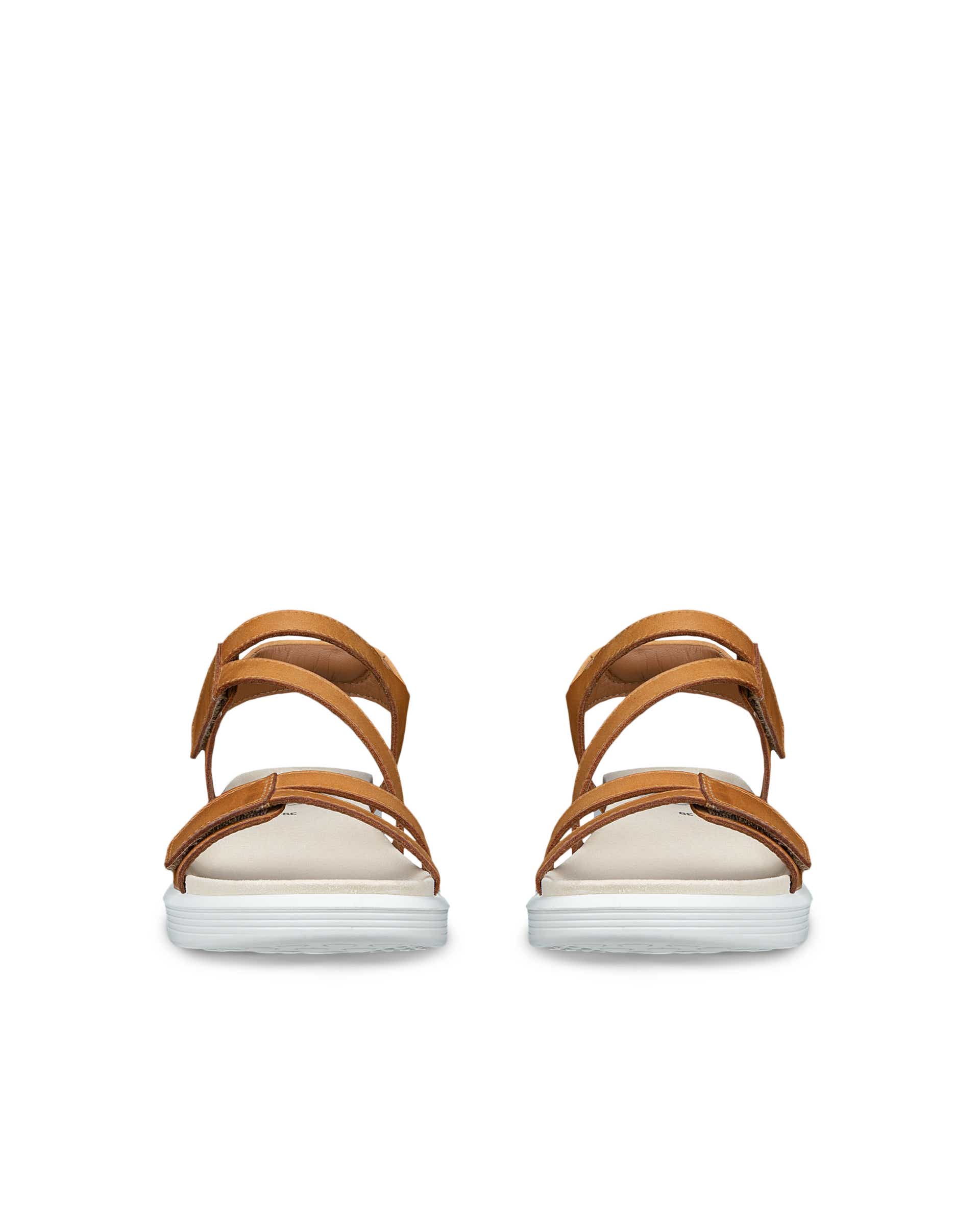 Women's ECCO® Soft Sandal Leather Sandal - Brown - Front pair